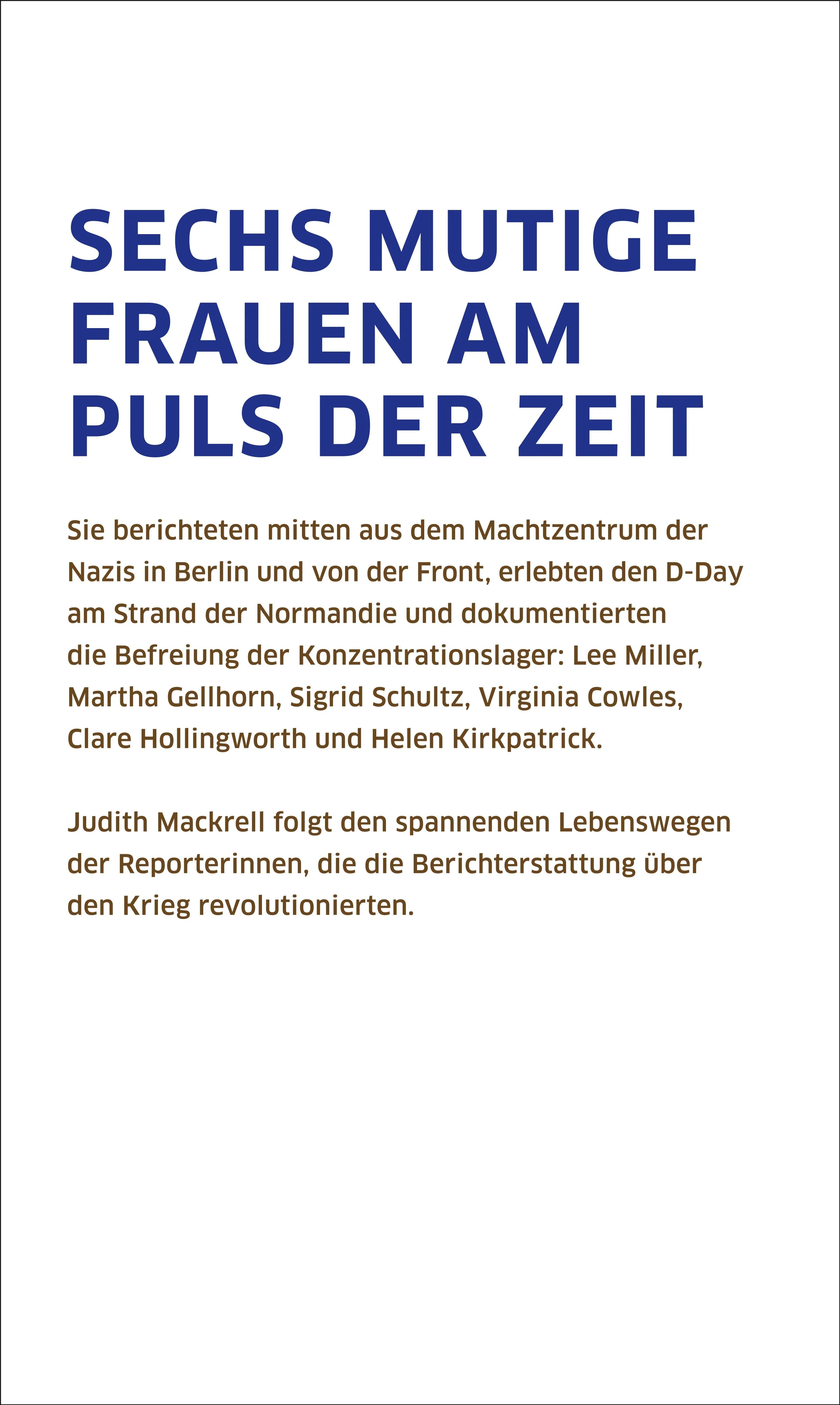 Buchrückseite von 'Frauen an der Front' mit Klappentext - Gebundene Ausgabe