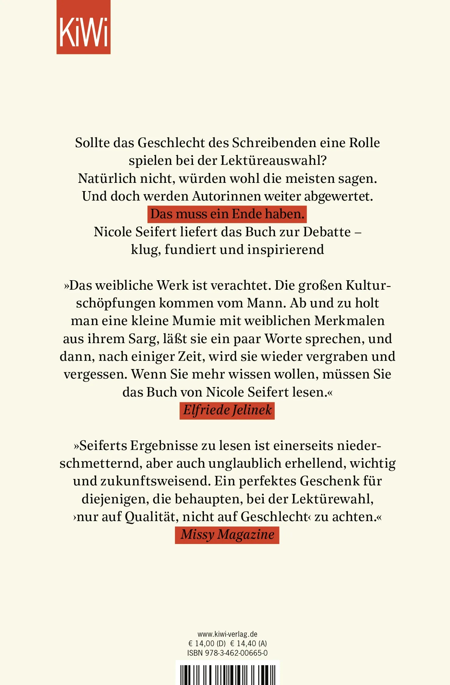 Buchrückseite von 'FRAUEN LITERATUR' mit Klappentext - Taschenbuch