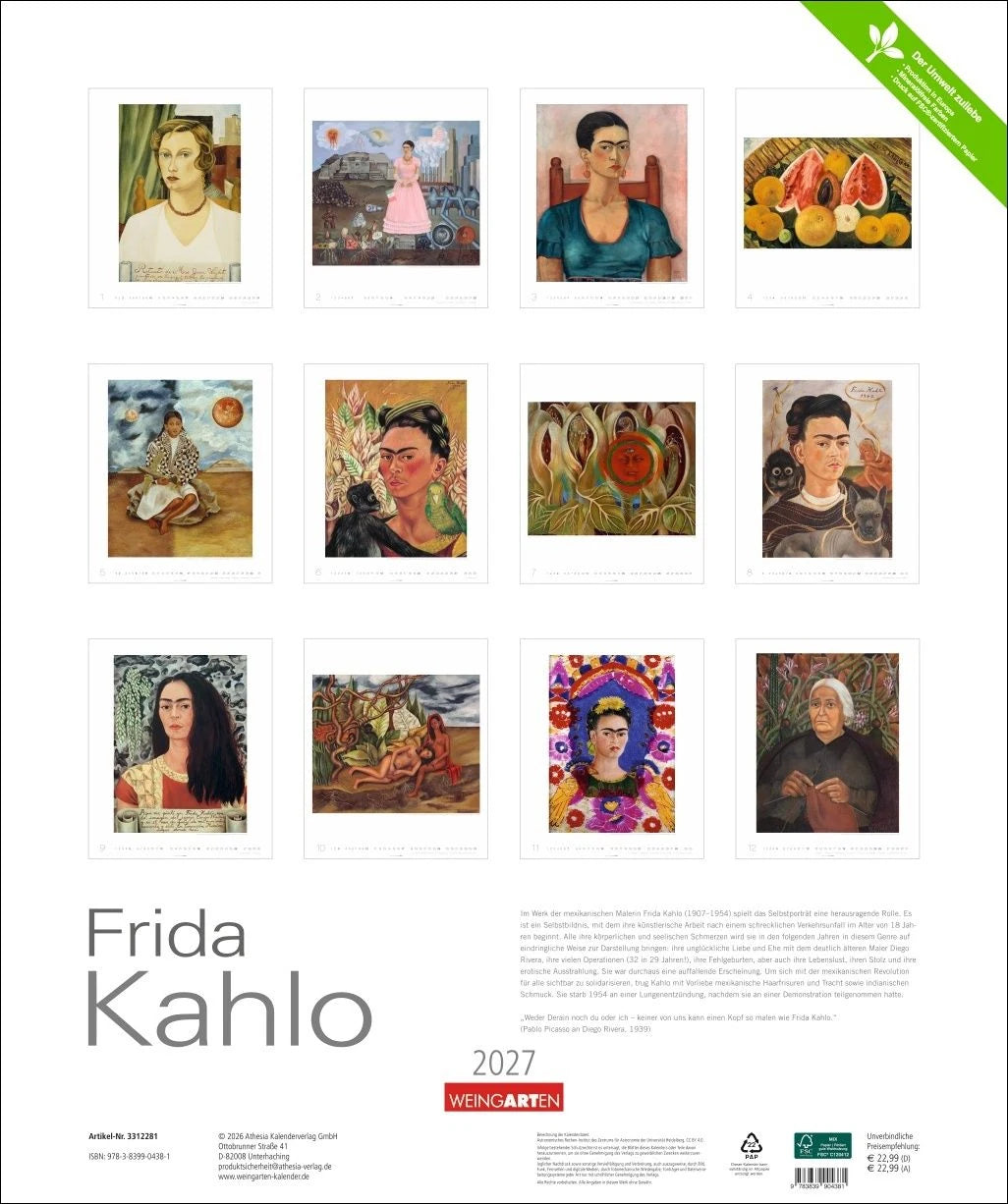 Frida Kahlo Edition Kalender 2027 – Ansicht