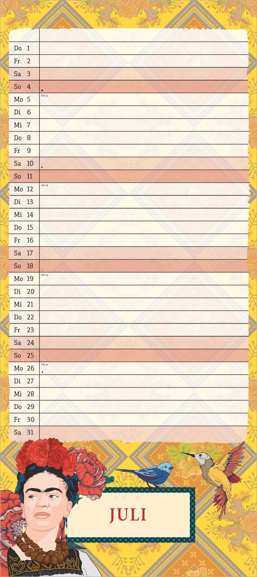 Frida Kahlo Notizkalender 2027 – Ansicht