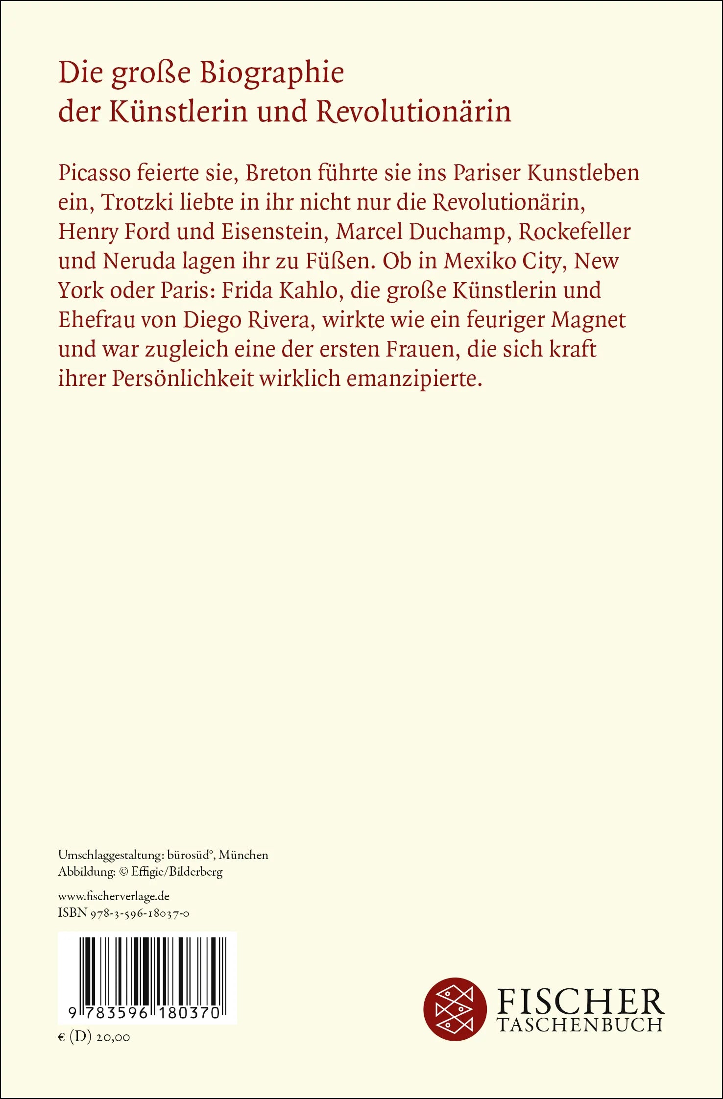Buchrückseite von 'Frida Kahlo' mit Klappentext - Taschenbuch
