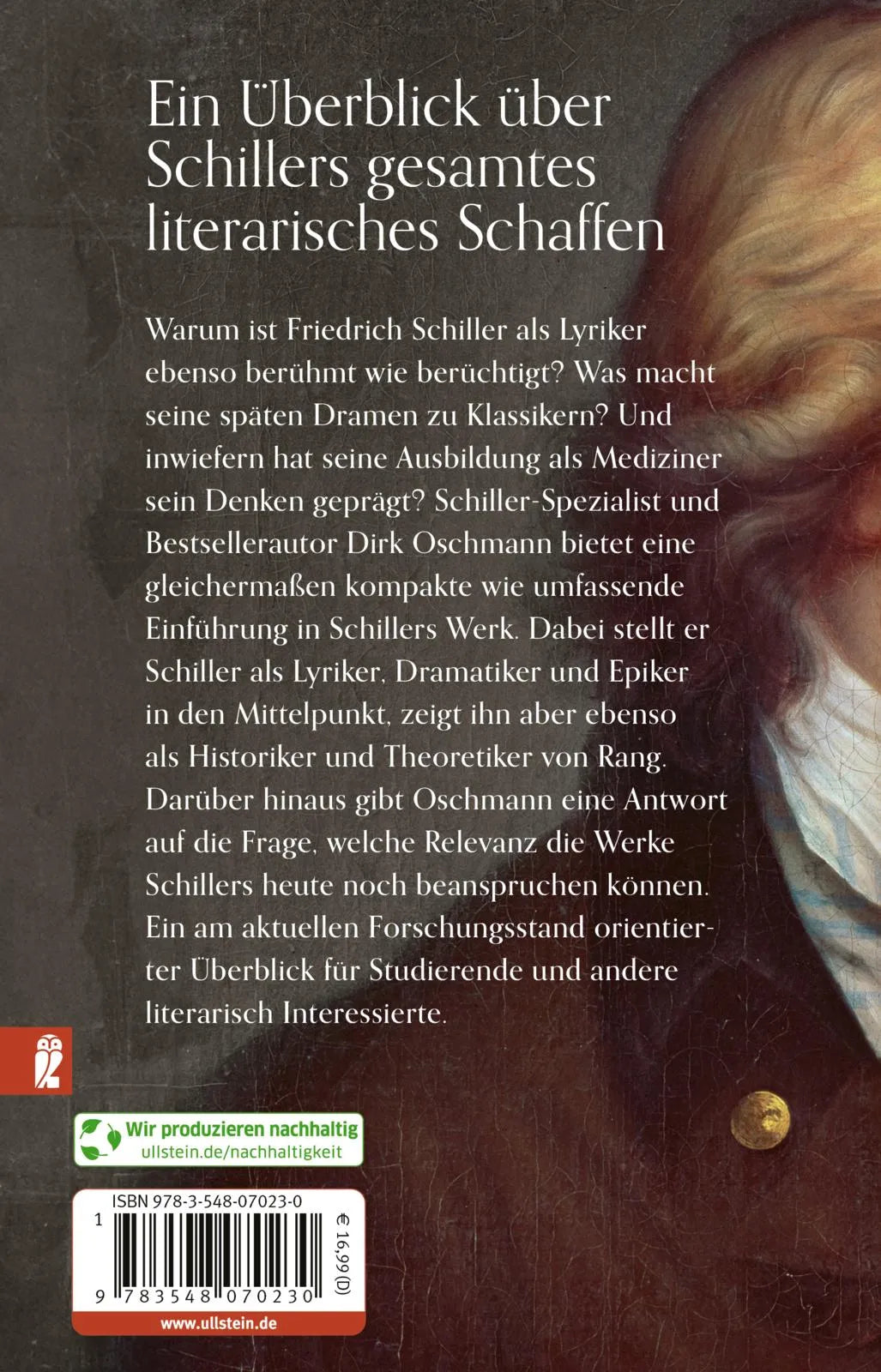 Buchrückseite von 'Friedrich Schiller' mit Klappentext - Taschenbuch