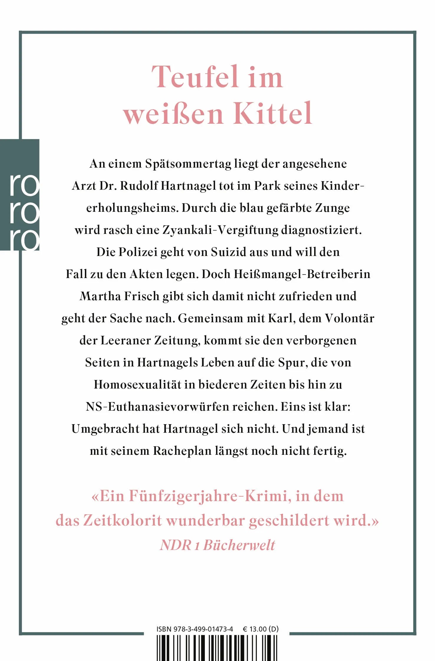 Buchrückseite von 'Frisch ermittelt: Der Fall Hartnagel' mit Klappentext - Taschenbuch