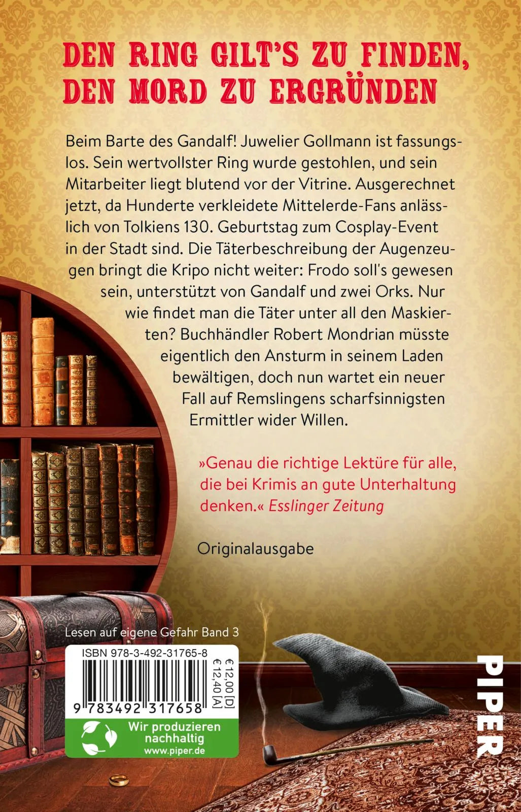 Buchrückseite von 'Frodo war’s nicht' mit Klappentext - Taschenbuch