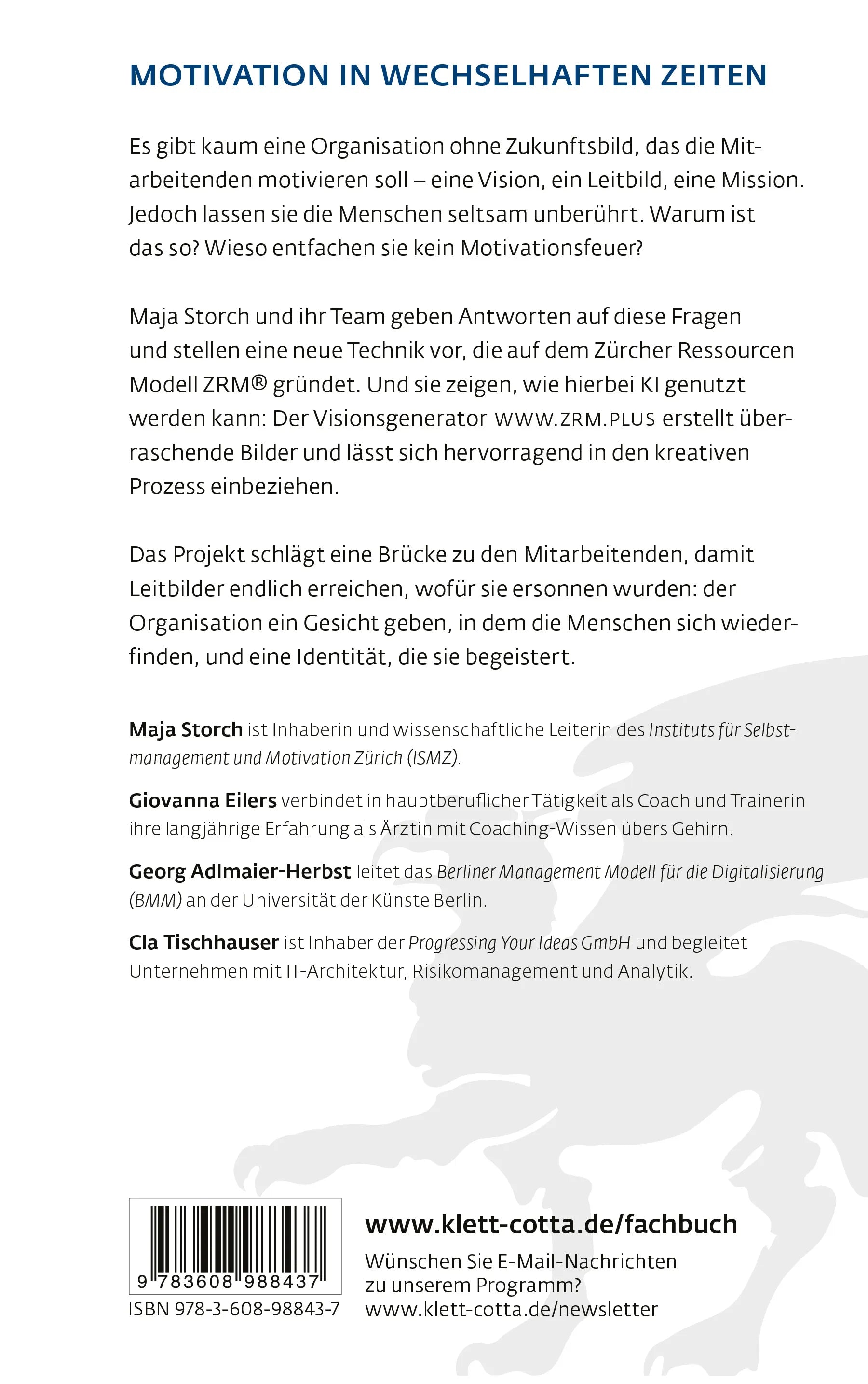 Buchrückseite von 'From Vision to Motivation' mit Klappentext - Paperback