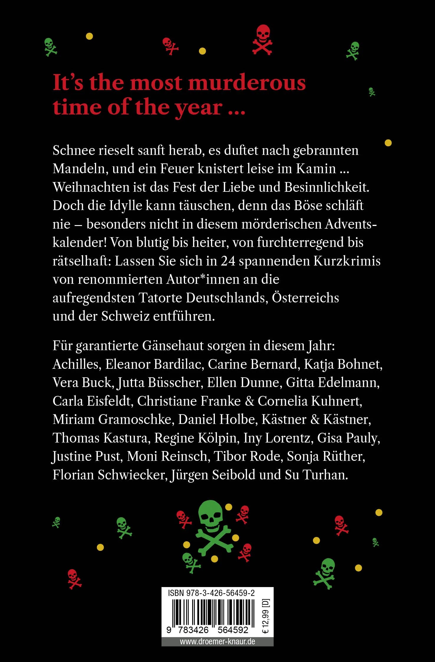 Buchrückseite von 'Frost, Forensik, Früchtebrot' mit Klappentext - Taschenbuch