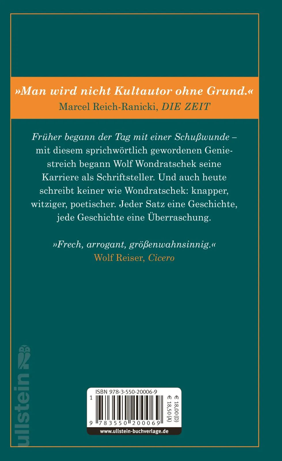 Buchrückseite von 'Früher begann der Tag mit einer Schußwunde' mit Klappentext - Gebundene Ausgabe