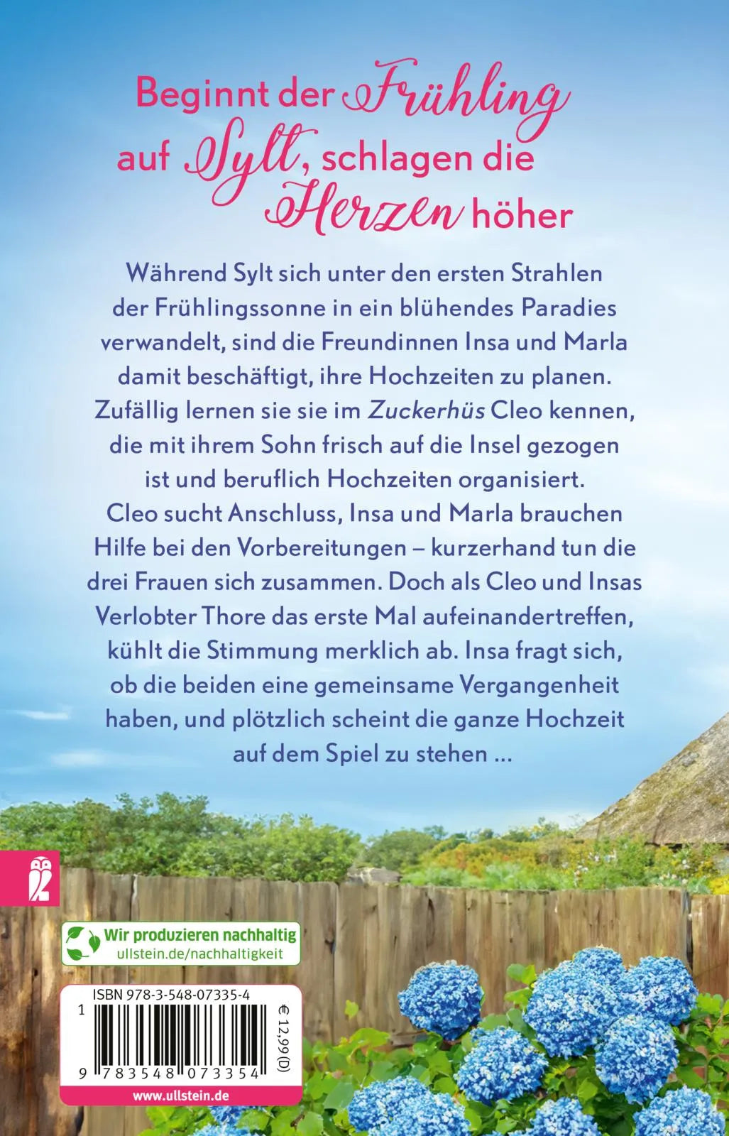 Buchrückseite von 'Frühlingsgefühle im kleinen Bonbonladen am Meer' mit Klappentext - Taschenbuch