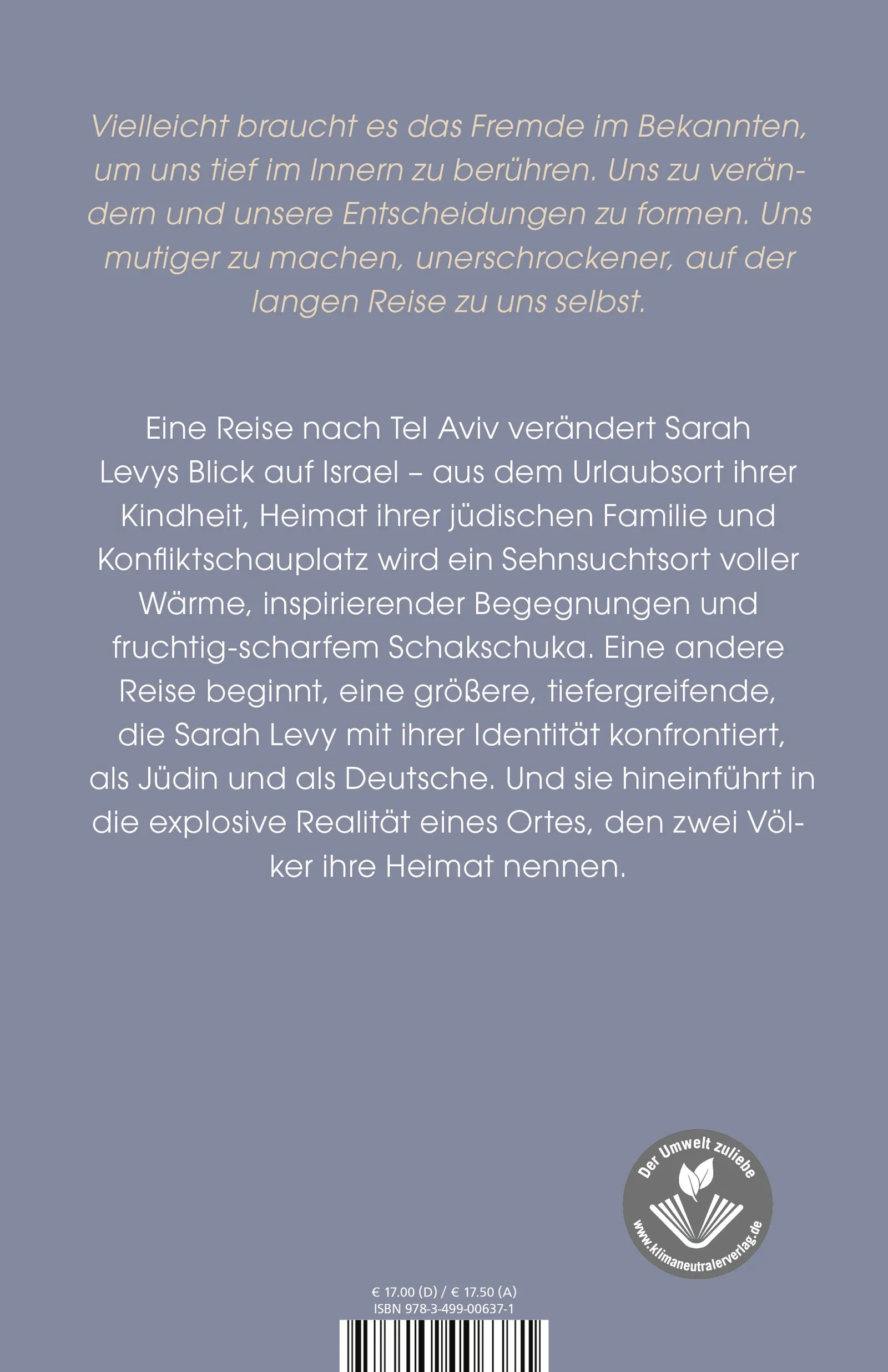 Buchrückseite von 'Fünf Wörter für Sehnsucht' mit Klappentext - Paperback