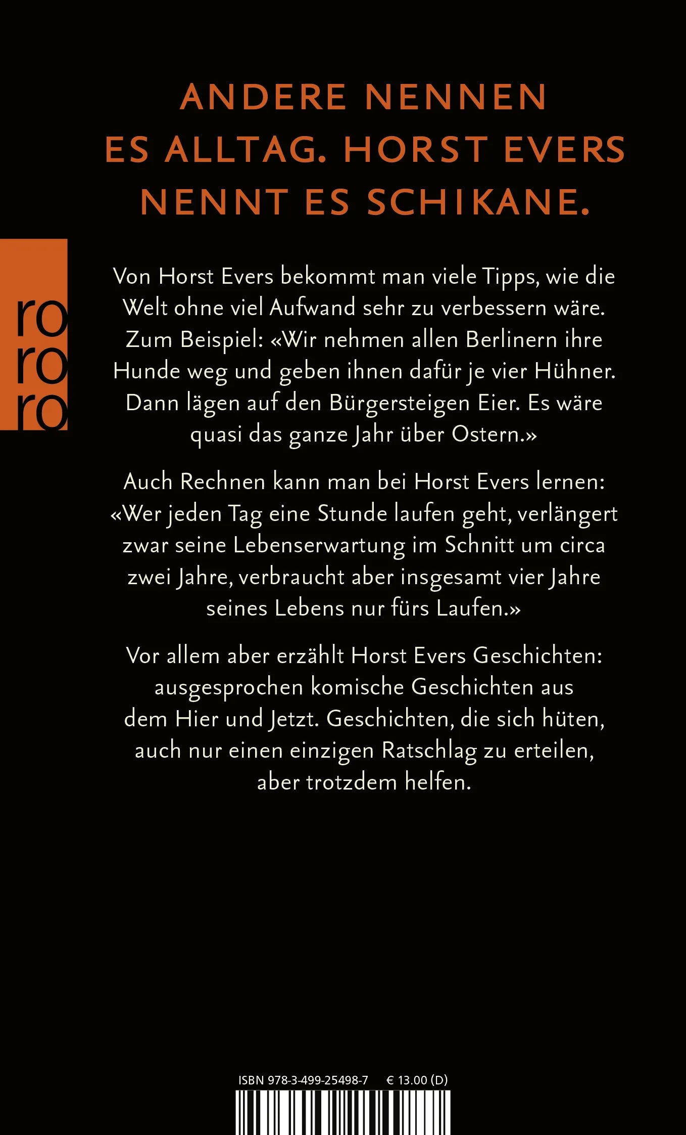 Buchrückseite von 'Für Eile fehlt mir die Zeit' mit Klappentext - Taschenbuch
