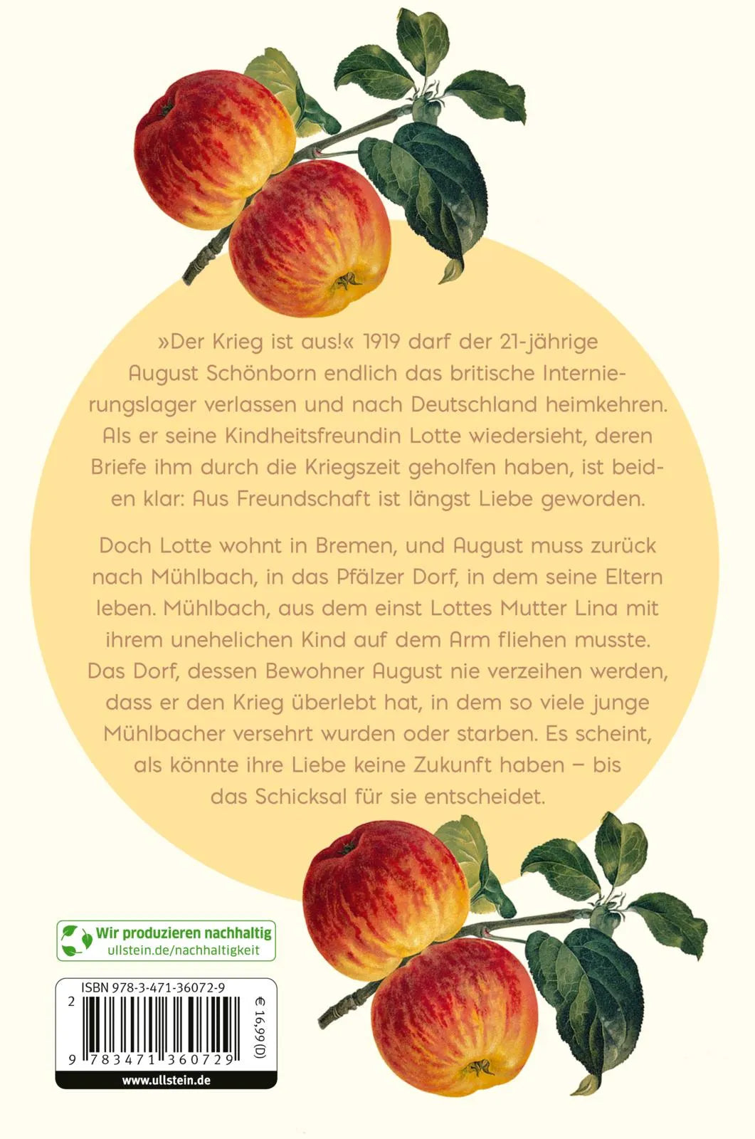 Buchrückseite von 'Für immer, dein August' mit Klappentext - Paperback