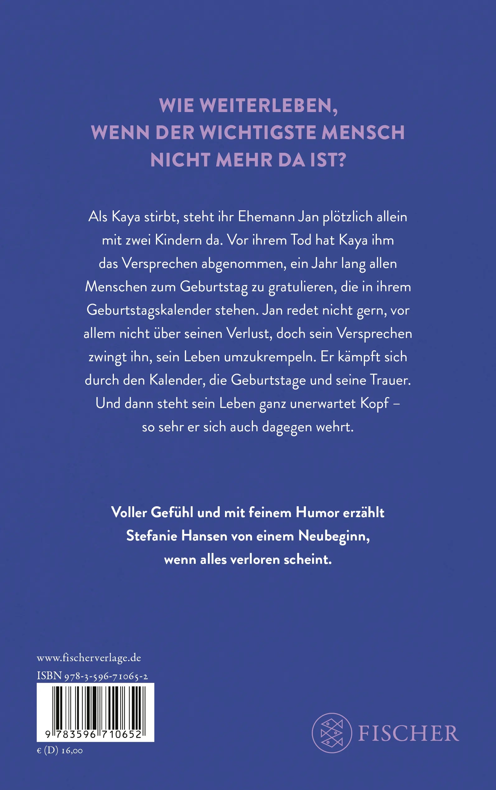 Buchrückseite von 'Für immer und ein Jahr' mit Klappentext - Paperback