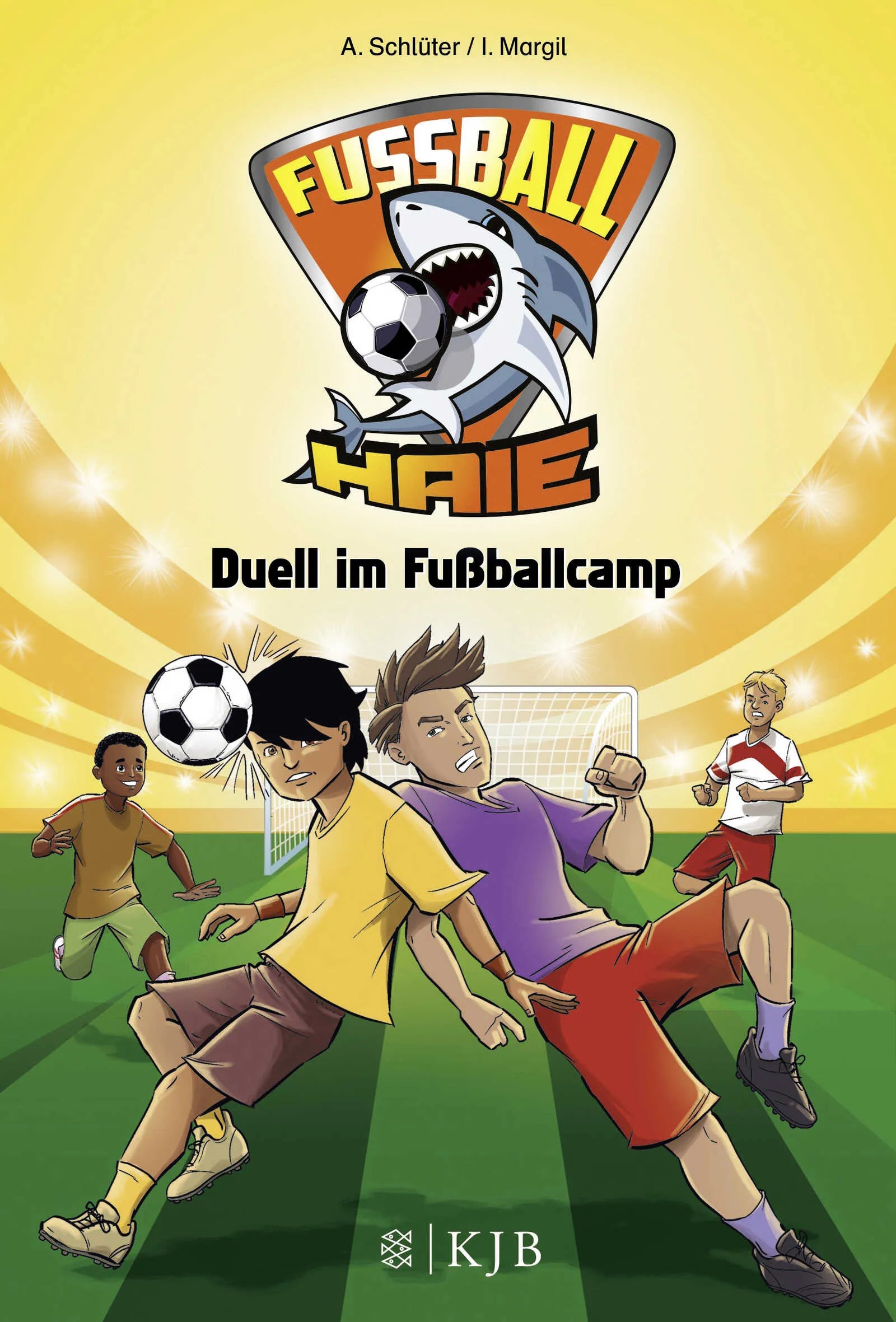 Buchcover von 'Fußball-Haie: Duell im Fußballcamp' - Gebundene Ausgabe von Andreas Schlüter