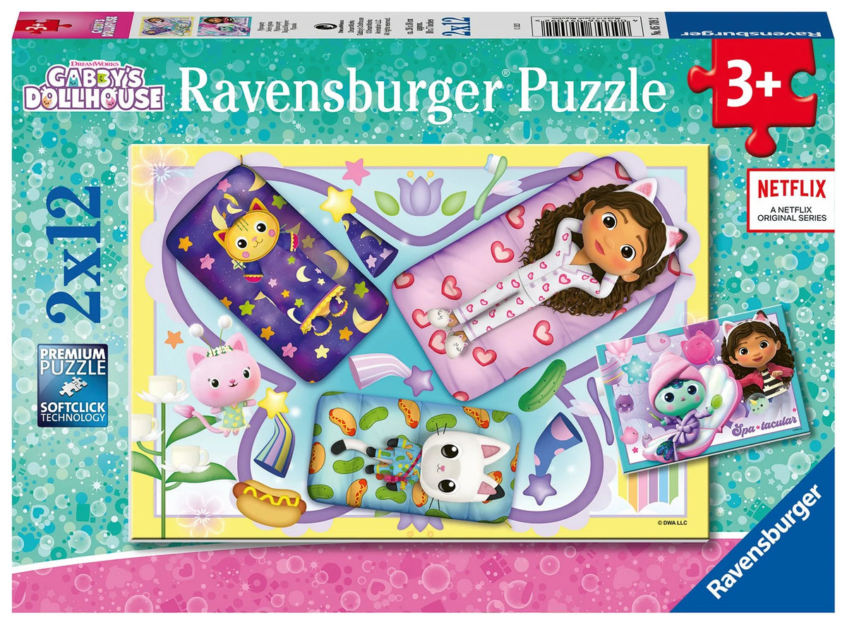 Kinderpuzzle: Kinderpuzzle 2x12 Teile - Gabby's Dollhouse - Pyjamaparty