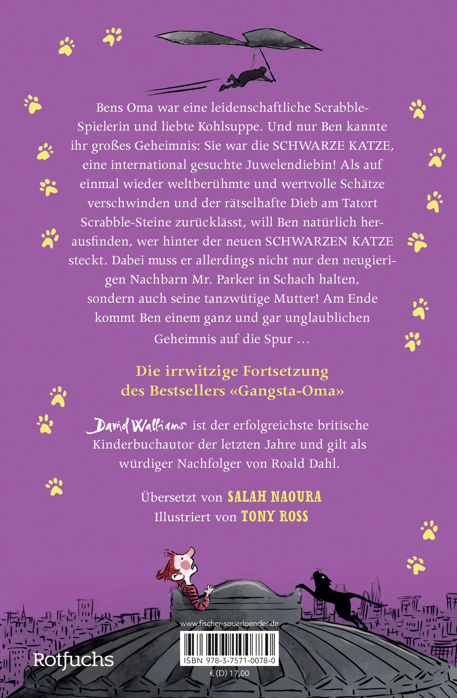 Buchrückseite von 'Gangsta-Oma schlägt wieder zu!' mit Klappentext - Gebundene Ausgabe