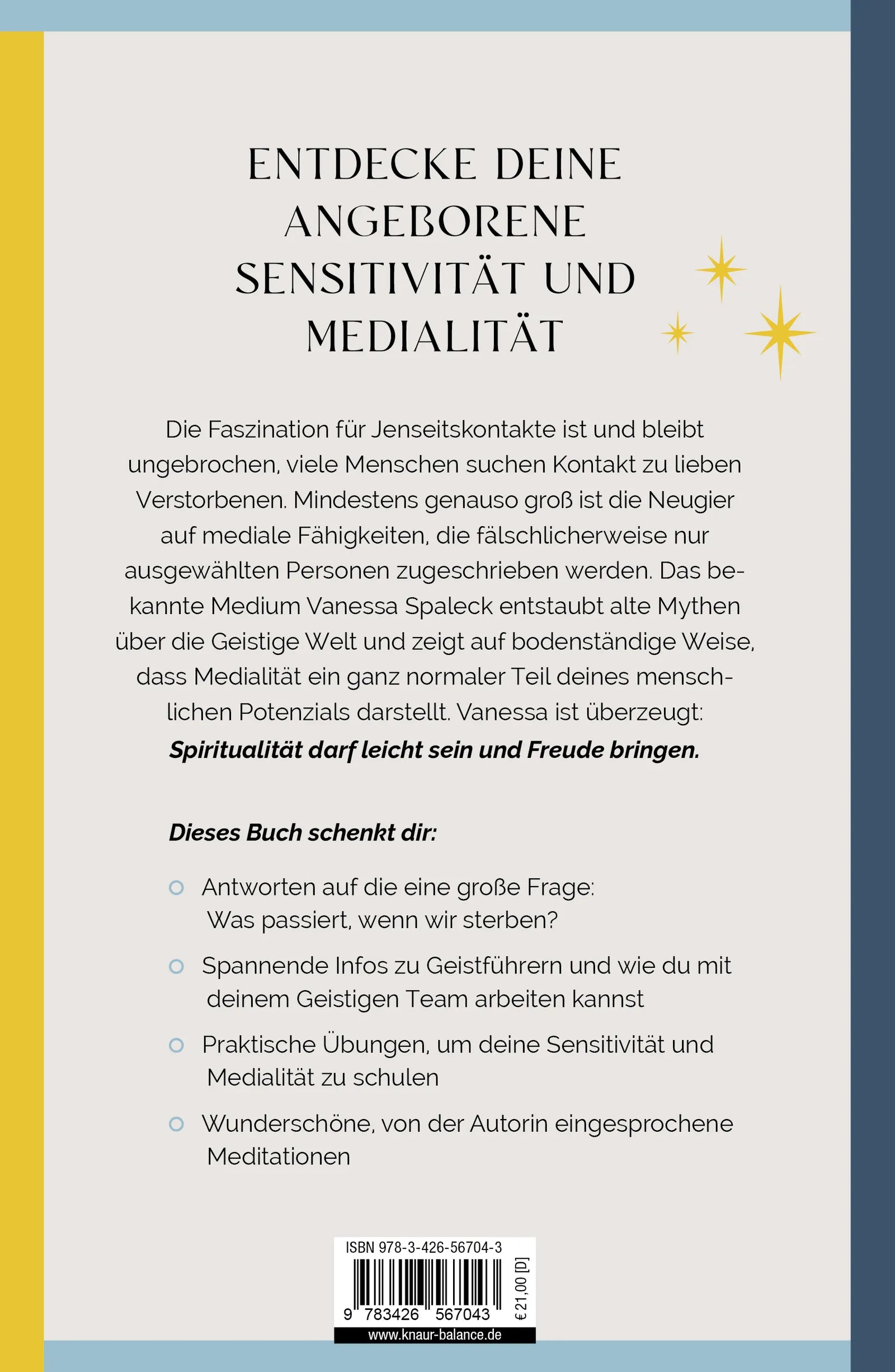 Buchrückseite von 'Ganz normal medial' mit Klappentext - Gebundene Ausgabe
