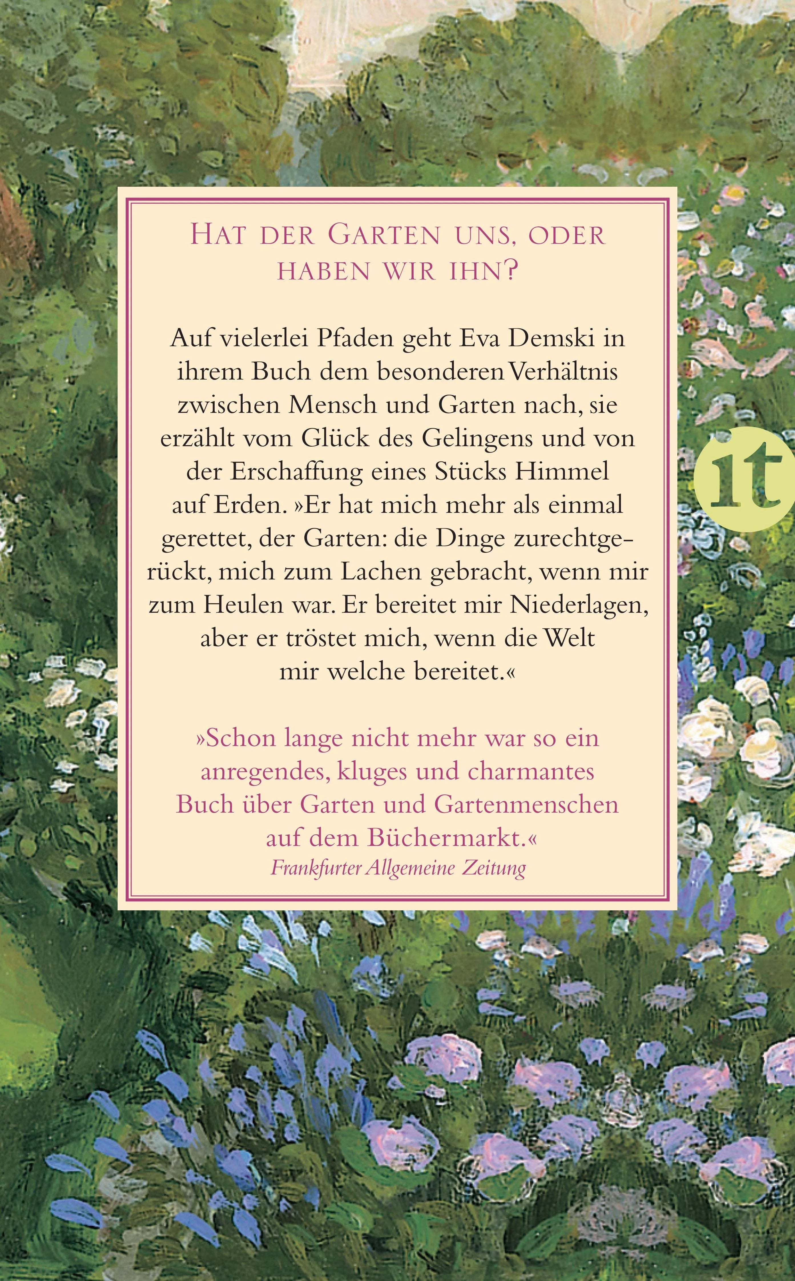 Buchrückseite von 'Gartengeschichten' mit Klappentext - Taschenbuch