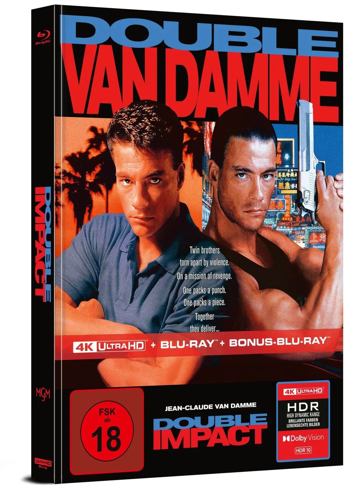 4K UHD Blu-ray-Cover: Geballte Ladung – Double Impact. Regie: Sheldon Lettich