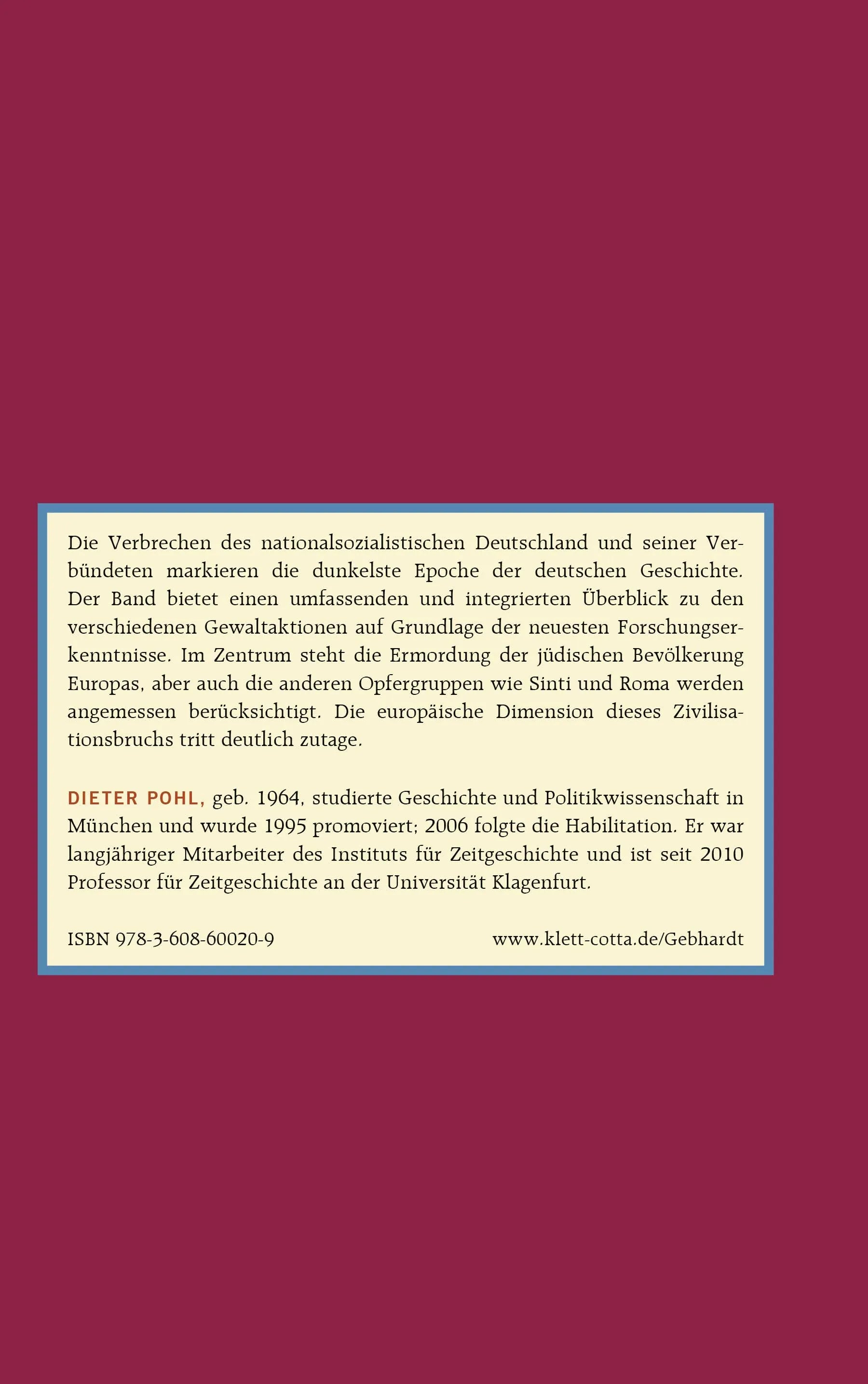 Buchrückseite von 'Gebhardt: Handbuch der deutschen Geschichte. Band 20' mit Klappentext - Gebundene Ausgabe