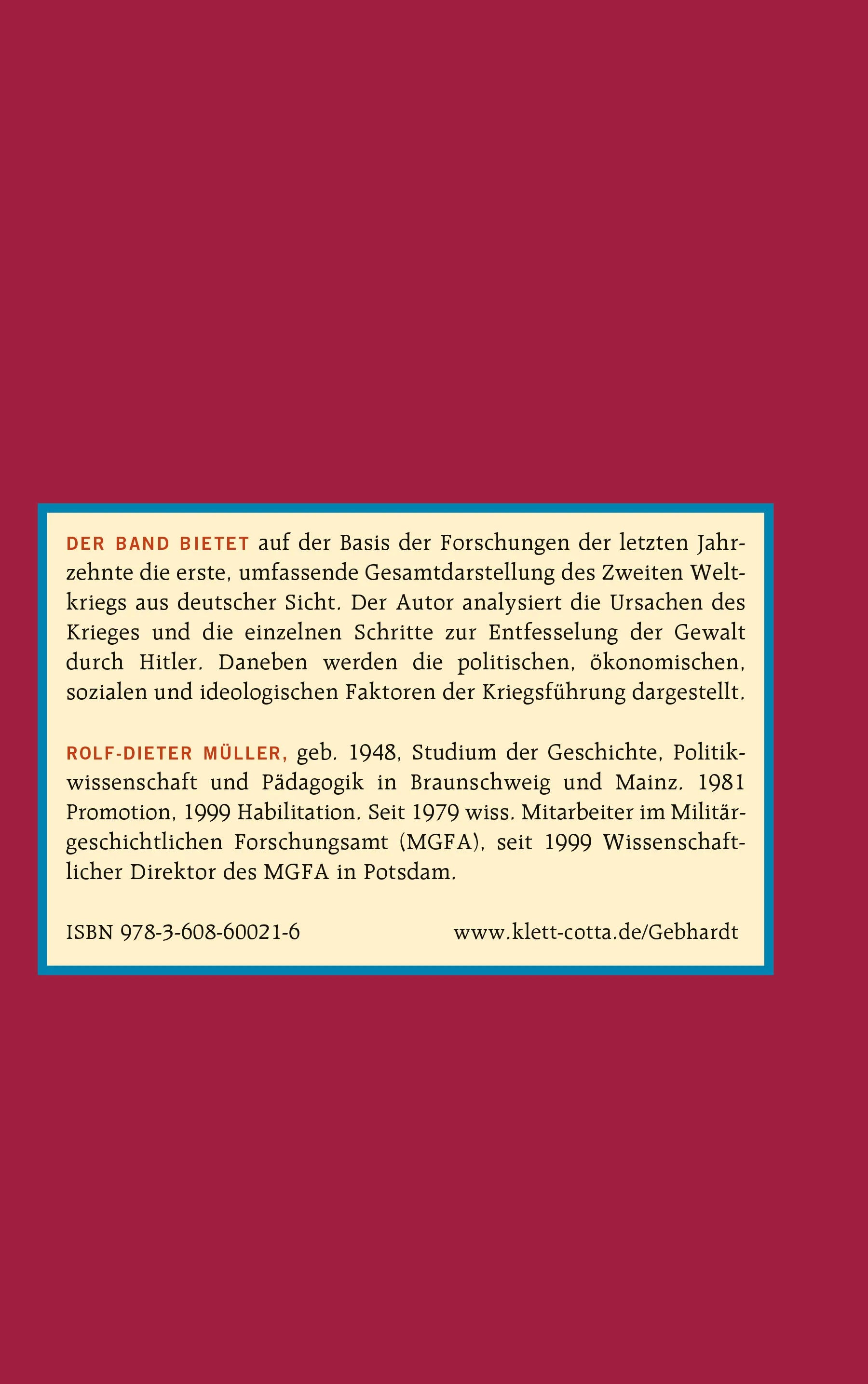 Buchrückseite von 'Gebhardt: Handbuch der deutschen Geschichte. Band 21' mit Klappentext - Gebundene Ausgabe