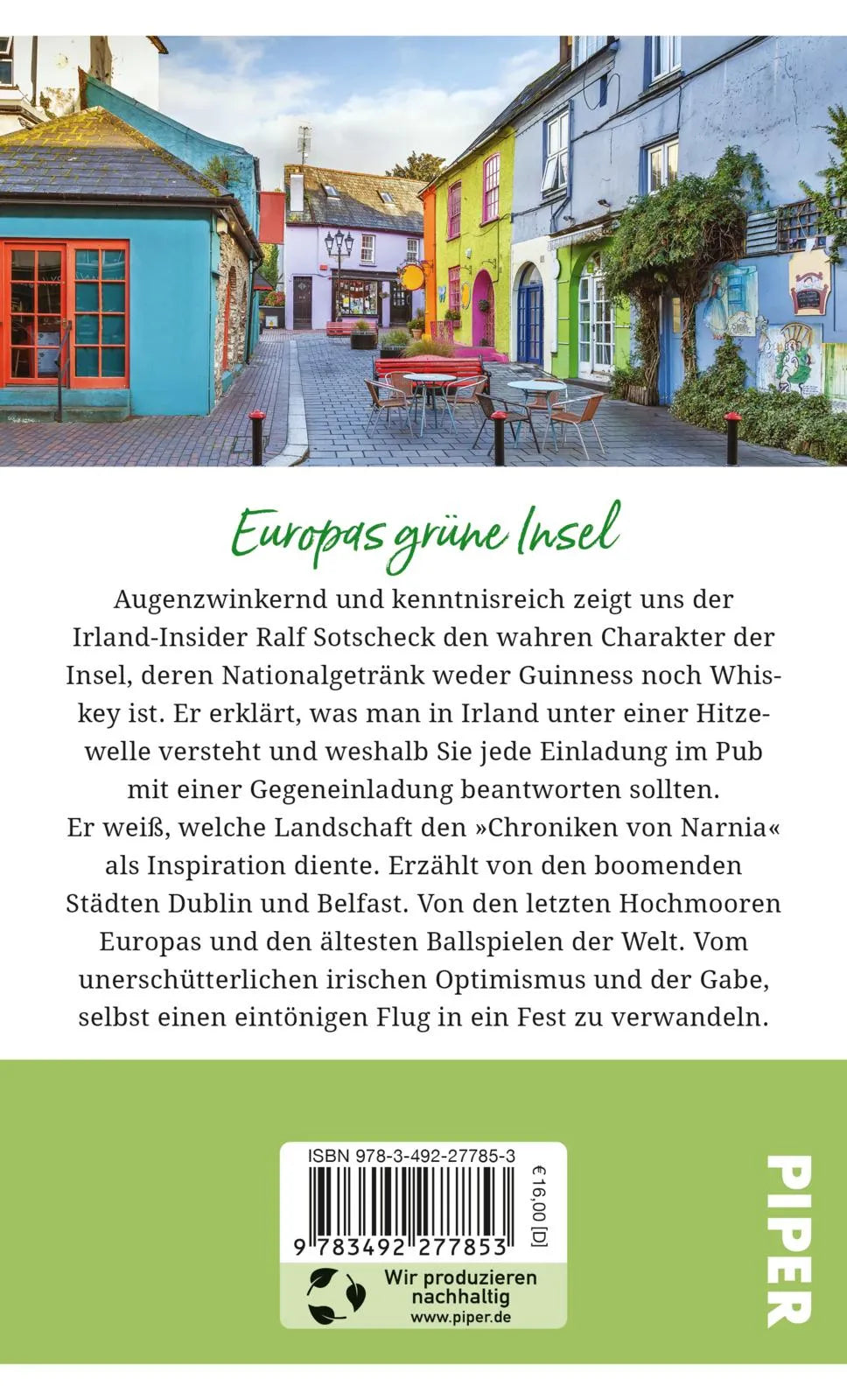 Buchrückseite von 'Gebrauchsanweisung für Irland' mit Klappentext - Taschenbuch