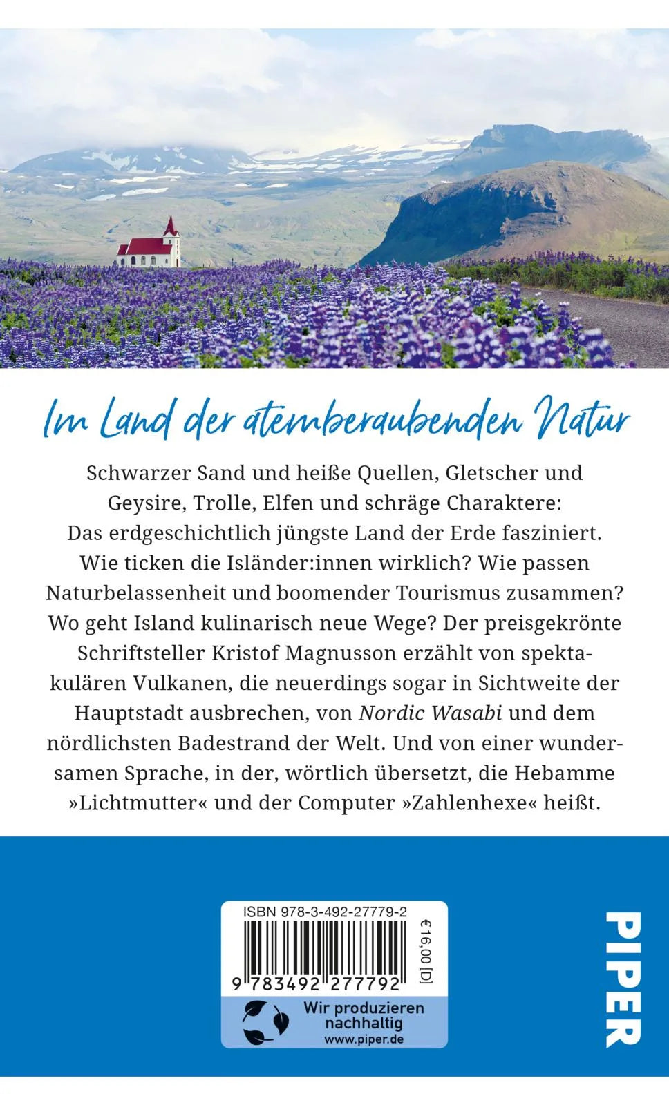 Buchrückseite von 'Gebrauchsanweisung für Island' mit Klappentext - Taschenbuch
