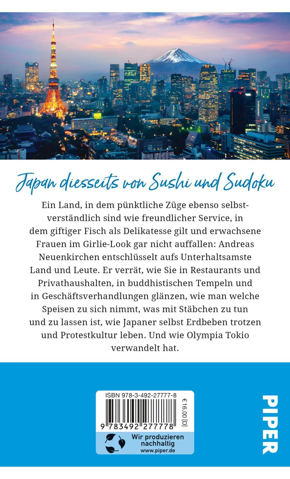 Buchrückseite von 'Gebrauchsanweisung für Tokio und Japan' mit Klappentext - Taschenbuch