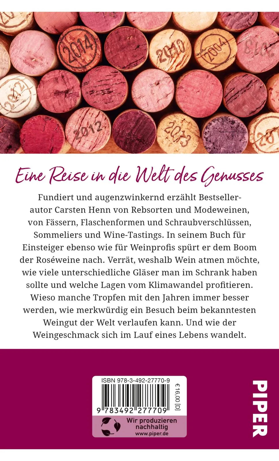 Buchrückseite von 'Gebrauchsanweisung für Wein' mit Klappentext - Taschenbuch