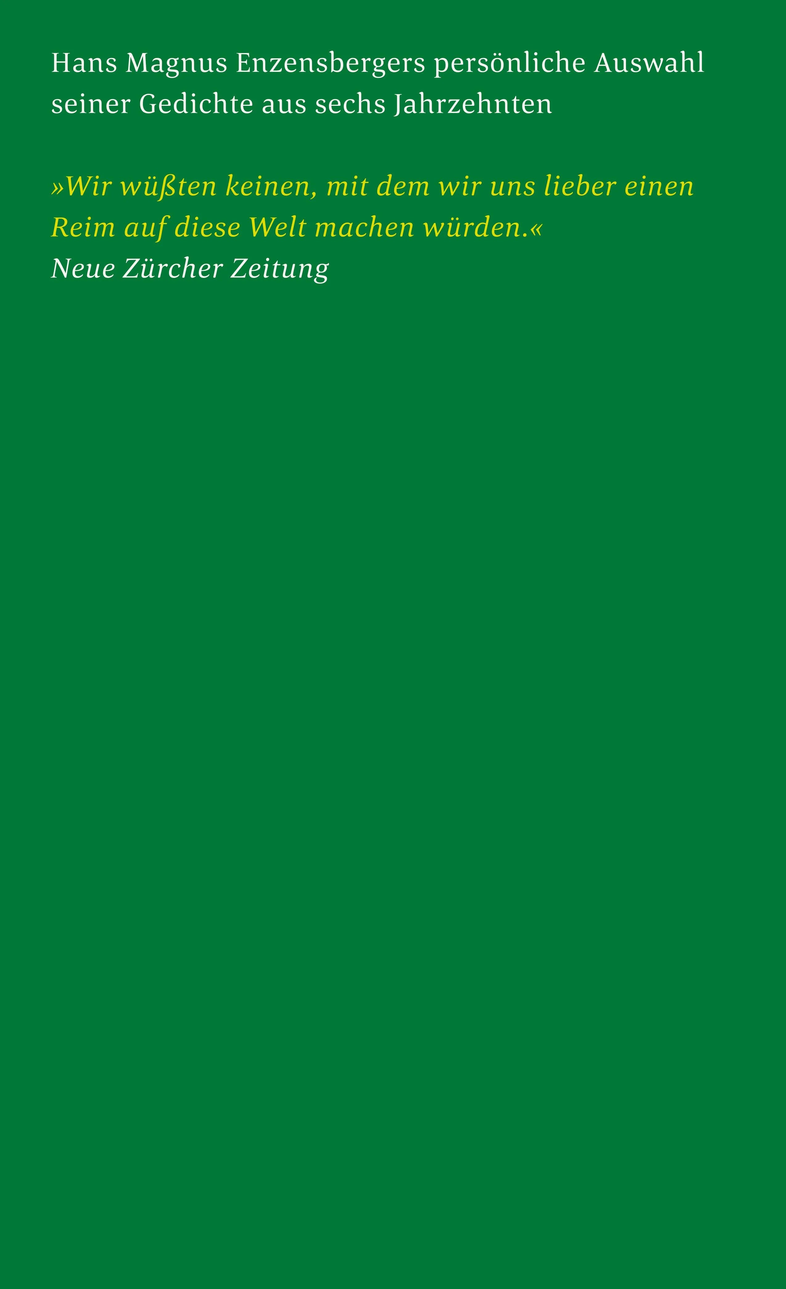 Buchrückseite von 'Gedichte 1950-2010' mit Klappentext - Taschenbuch