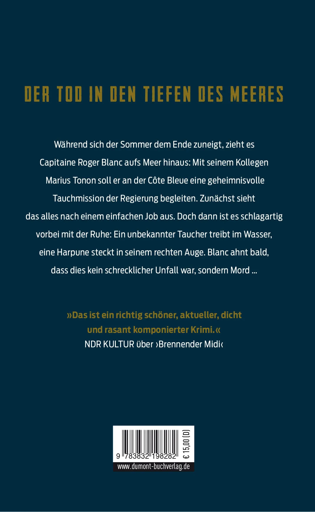 Buchrückseite von 'Gefährliche Côte Bleue' mit Klappentext - Paperback