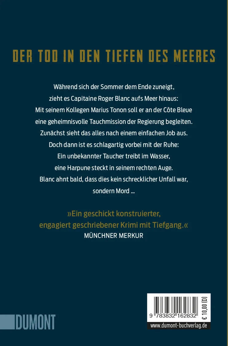 Buchrückseite von 'Gefährliche Côte Bleue' mit Klappentext - Taschenbuch
