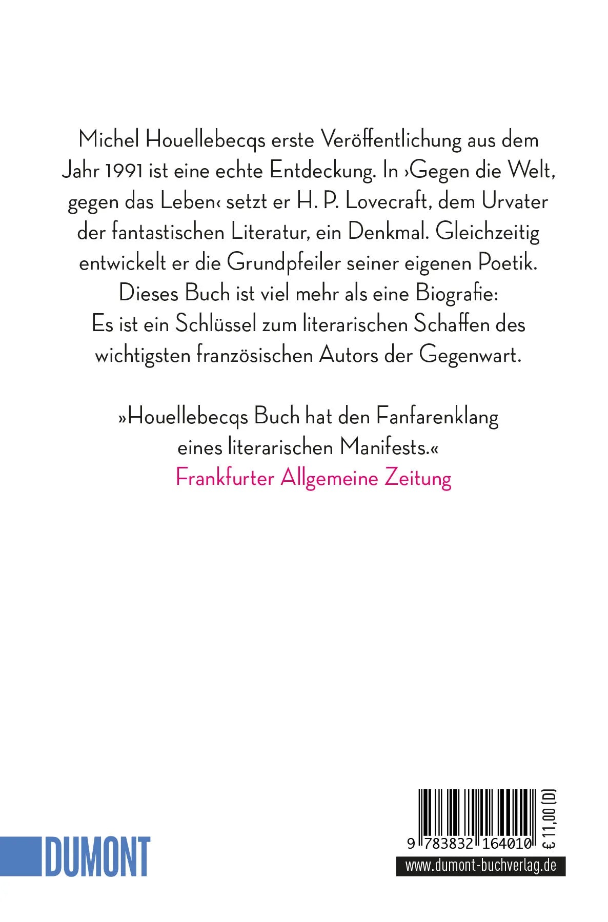 Buchrückseite von 'Gegen die Welt, gegen das Leben.' mit Klappentext - Taschenbuch