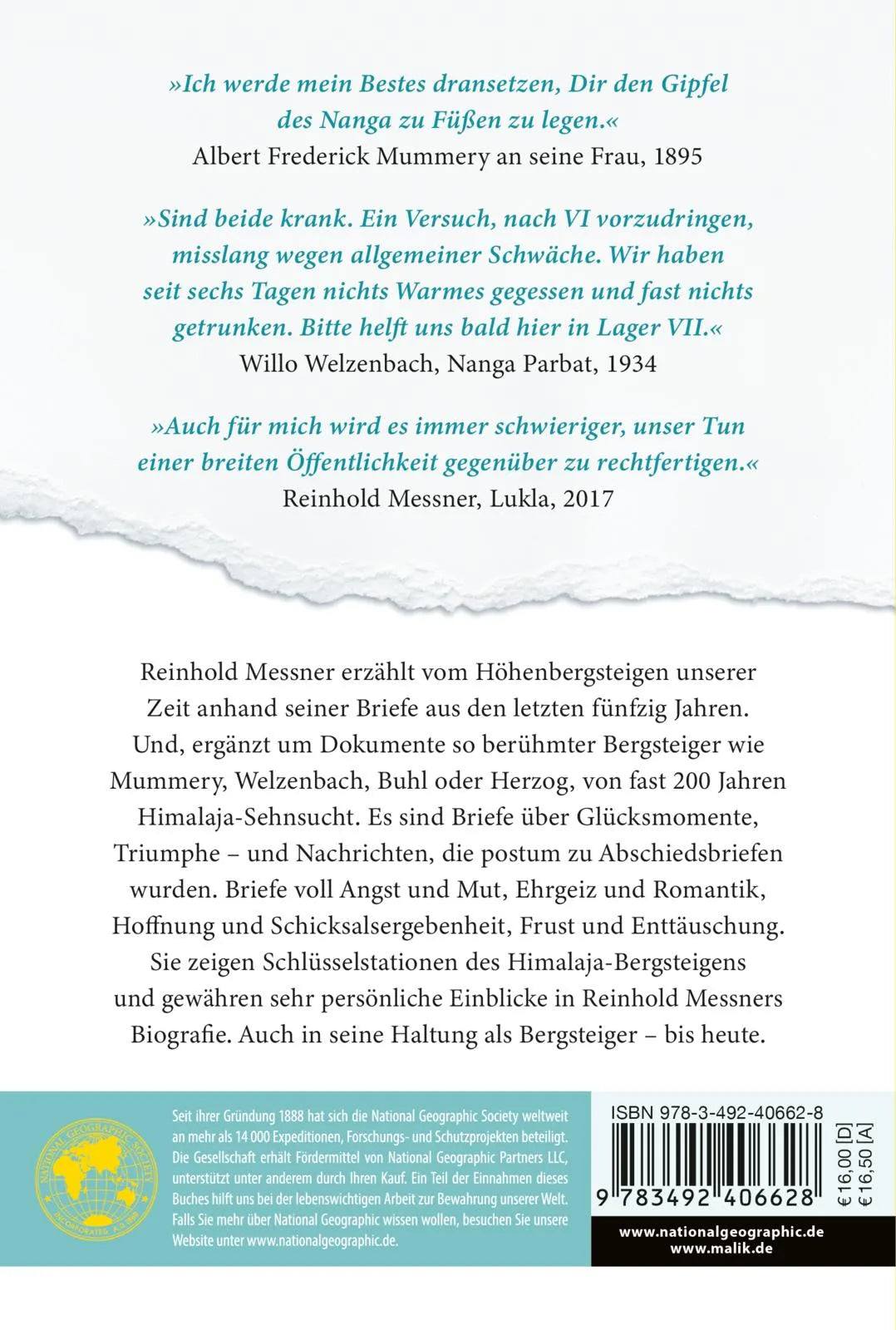 Buchrückseite von '»Gehe ich nicht, gehe ich kaputt.« Briefe aus dem Himalaja' mit Klappentext - Taschenbuch