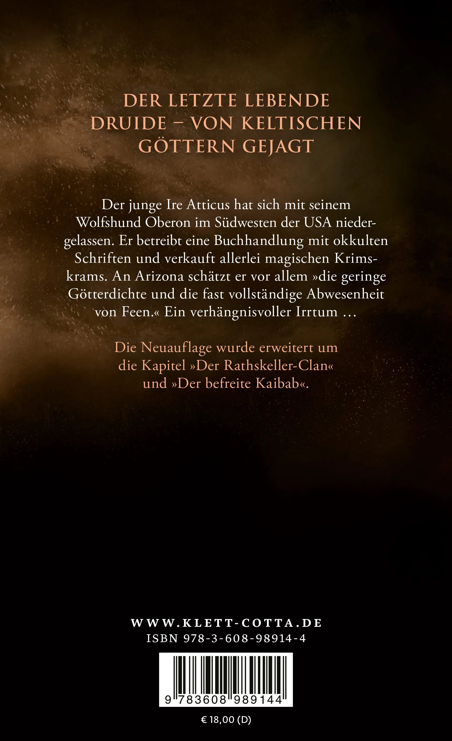 Buchrückseite von 'Gehetzt' mit Klappentext - Paperback