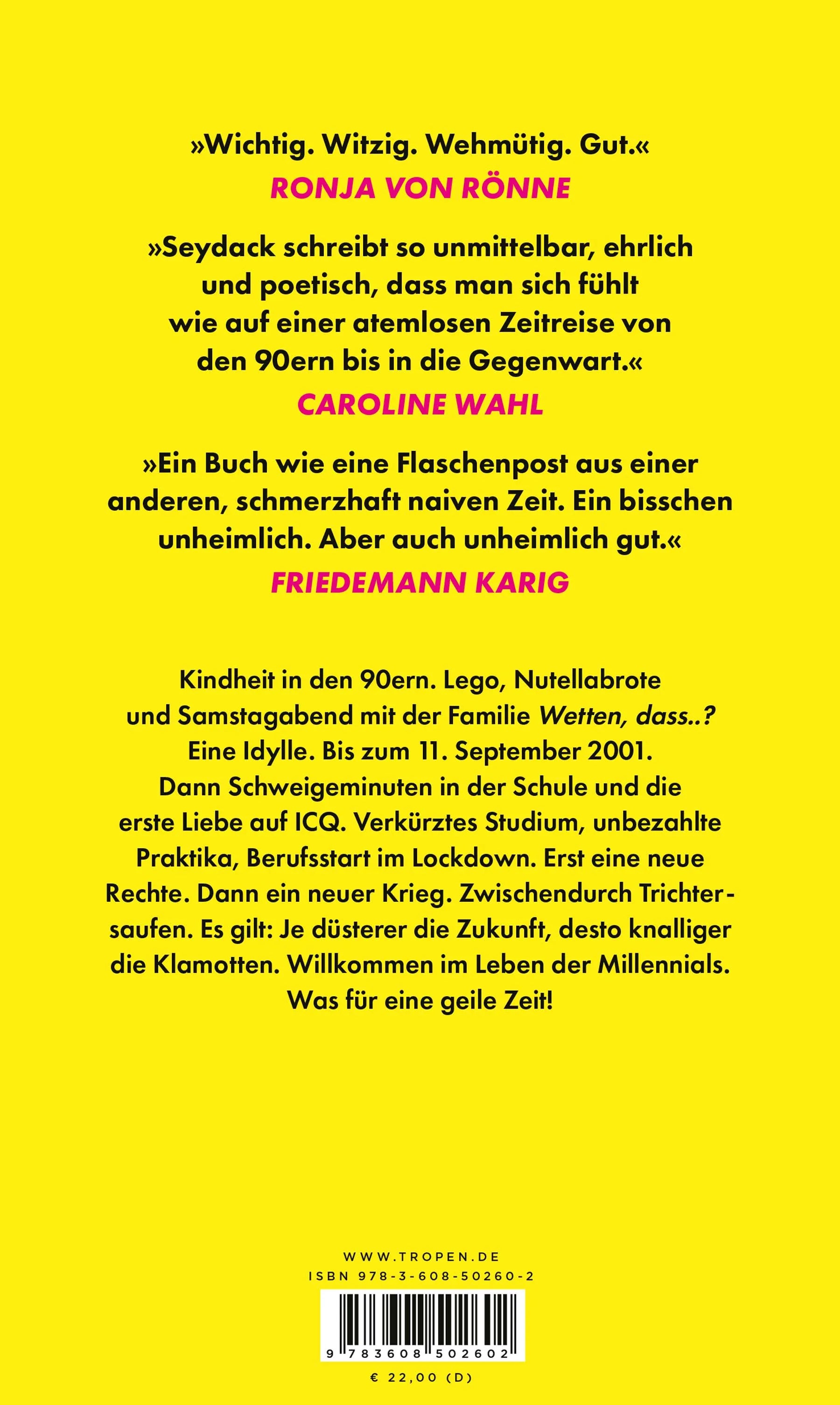 Buchrückseite von 'Geile Zeit' mit Klappentext - Gebundene Ausgabe