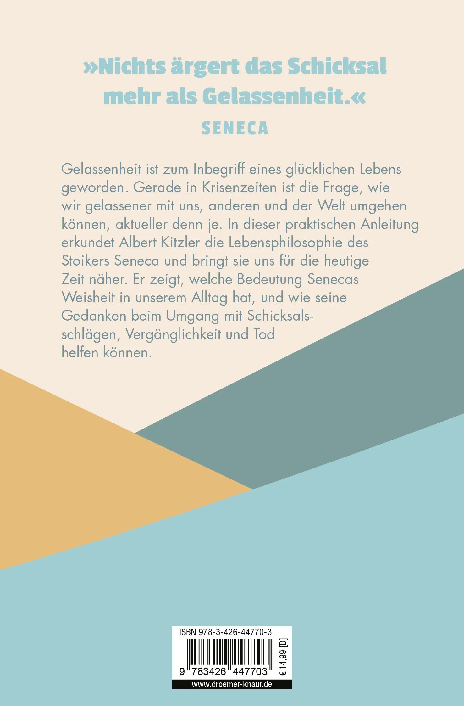 Buchrückseite von 'Gelassenheit' mit Klappentext - Taschenbuch