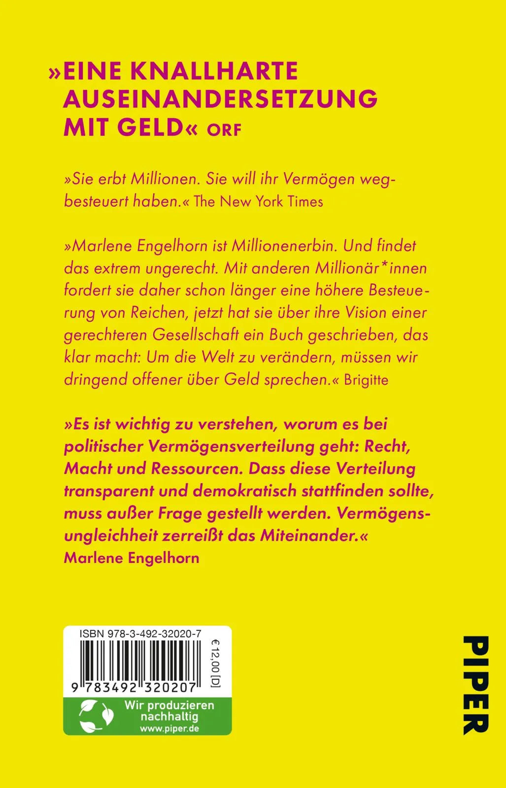 Buchrückseite von 'Geld' mit Klappentext - Taschenbuch