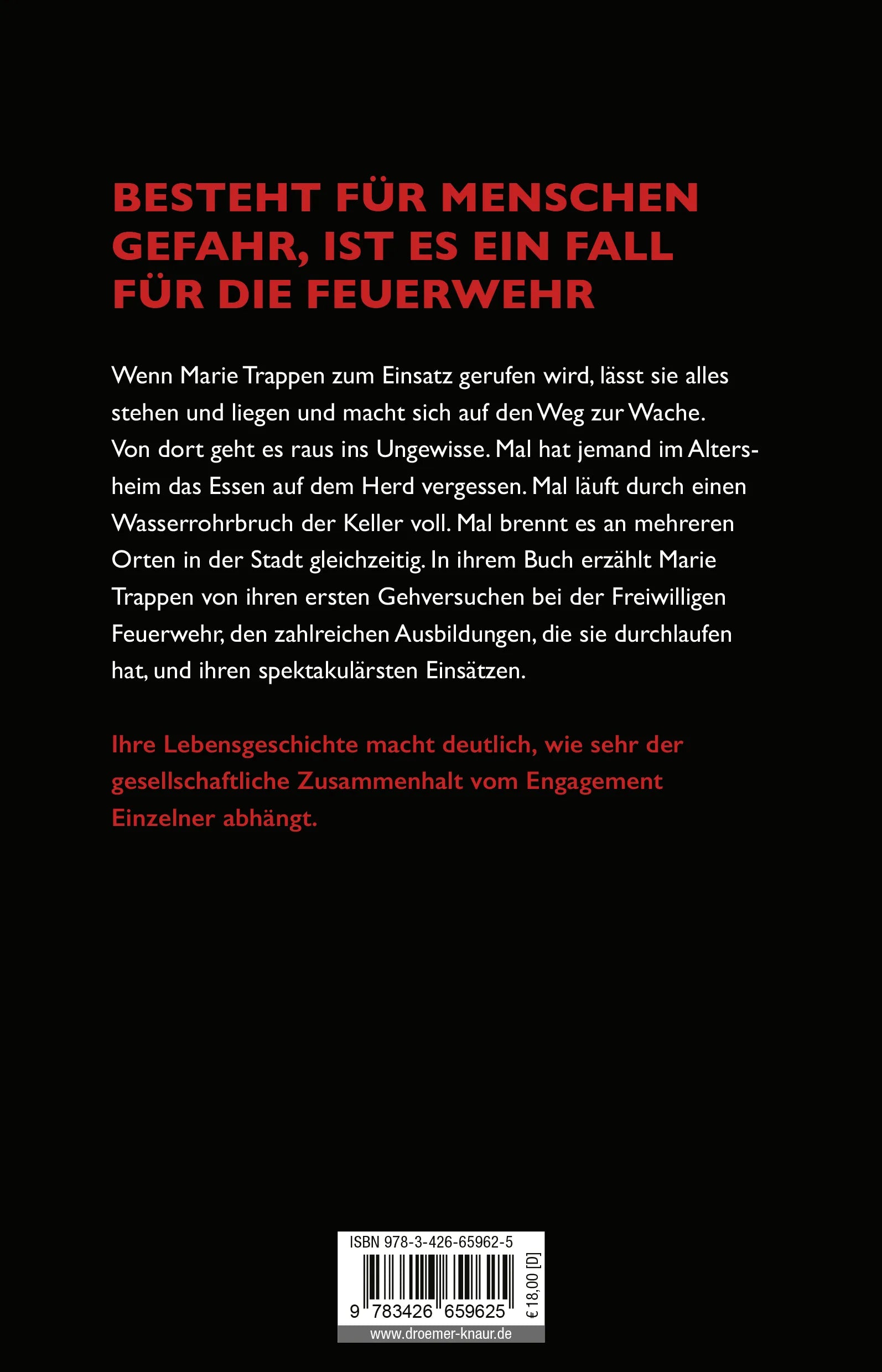 Buchrückseite von 'Gemeinsam durchs Feuer' mit Klappentext - Paperback