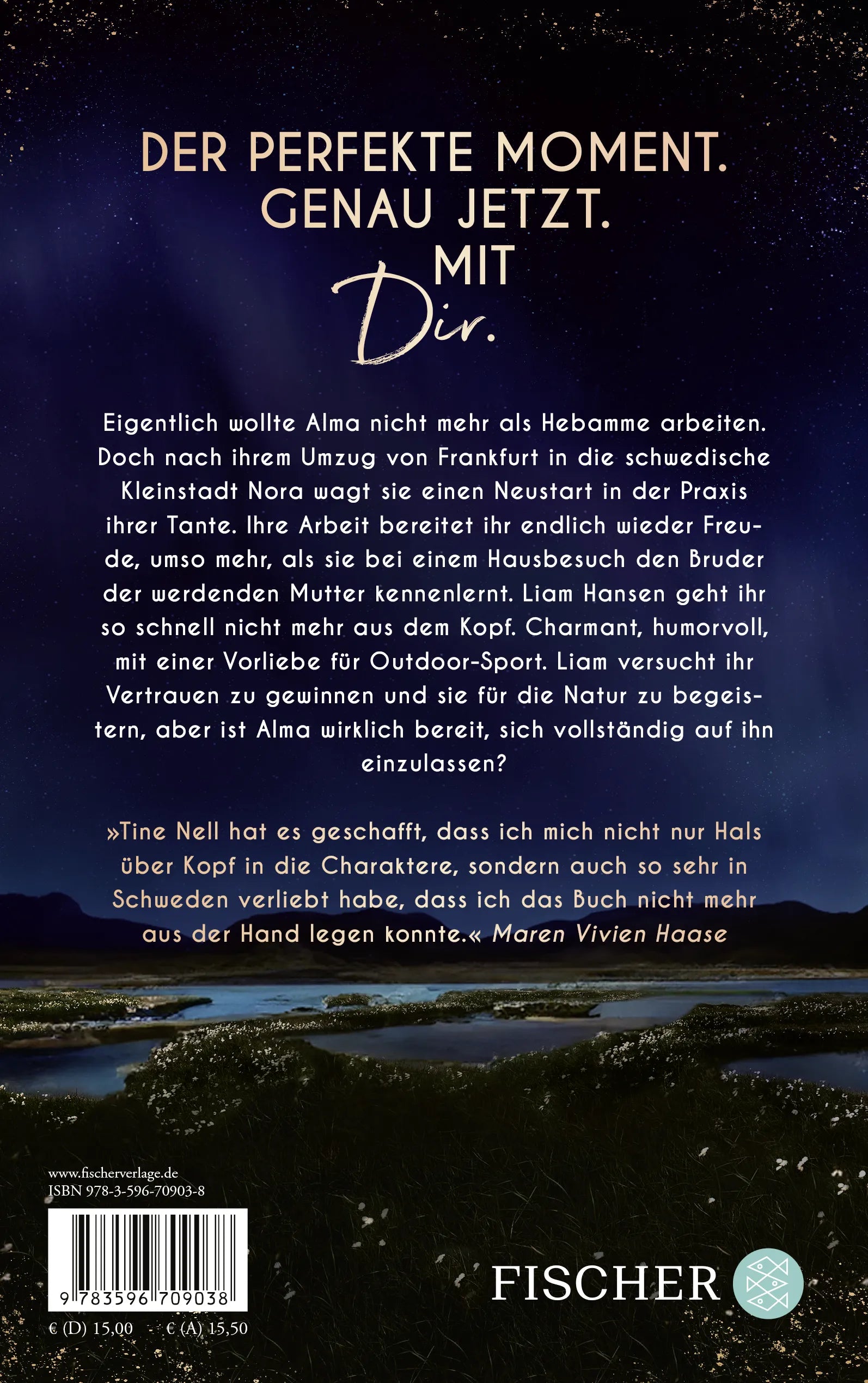 Buchrückseite von 'Genau jetzt mit dir' mit Klappentext - Paperback