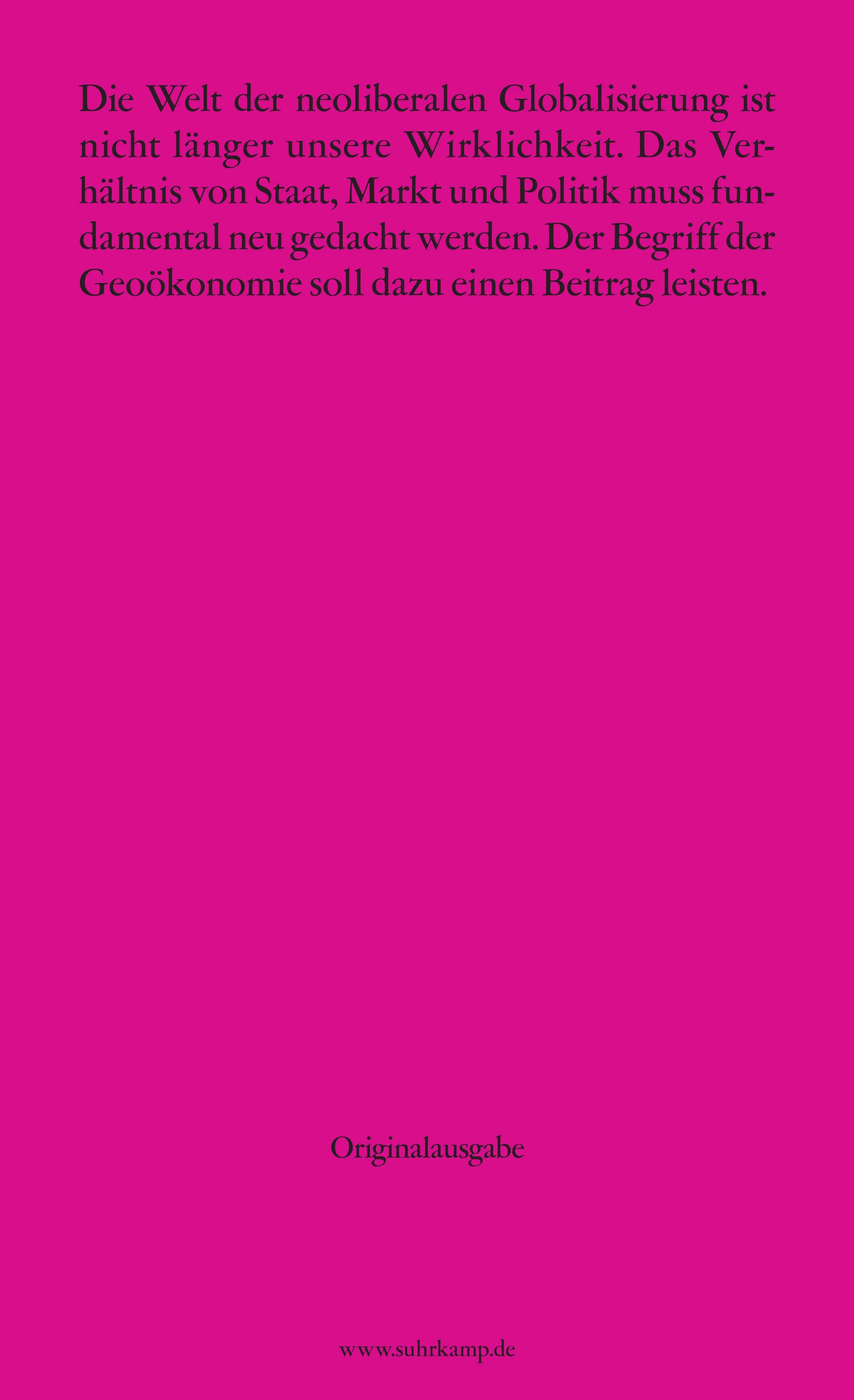 Buchrückseite von 'Geoökonomie' mit Klappentext - Taschenbuch
