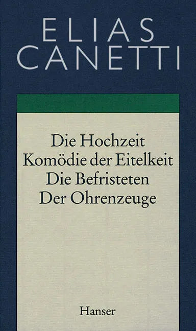 Buchcover von 'Gesammelte Werke Band 2: Hochzeit - Komödie der Eitelkeit - Die Befristeten - Der Ohrenzeuge' - Gebundene Ausgabe von Elias Canetti