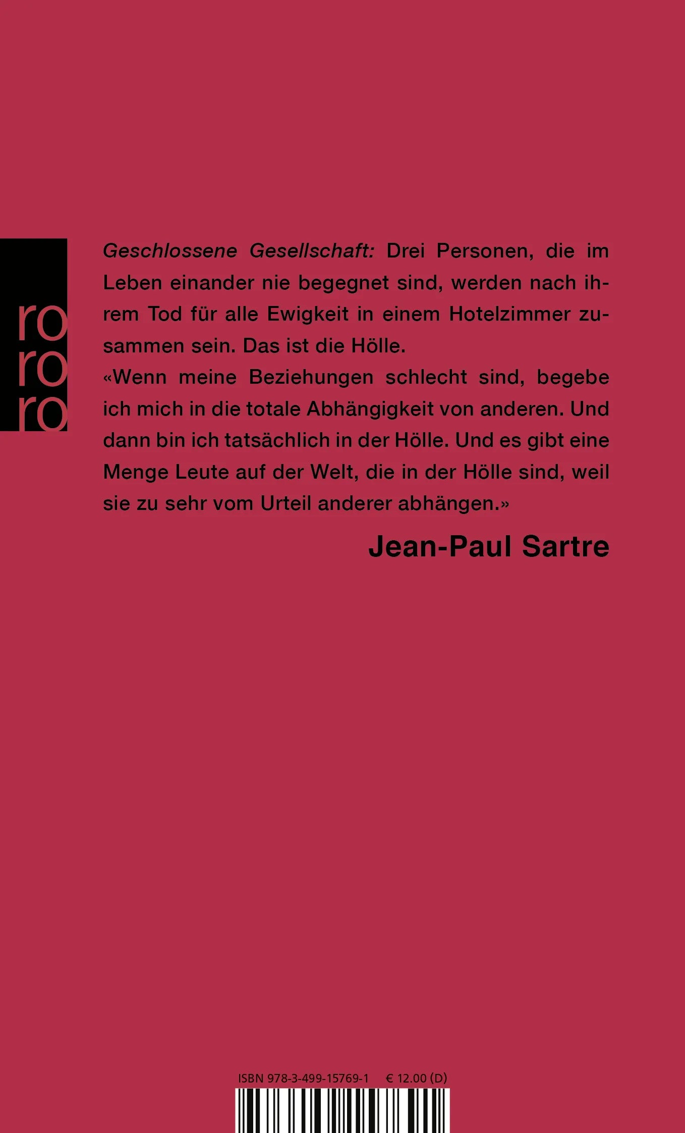 Buchrückseite von 'Geschlossene Gesellschaft' mit Klappentext - Taschenbuch