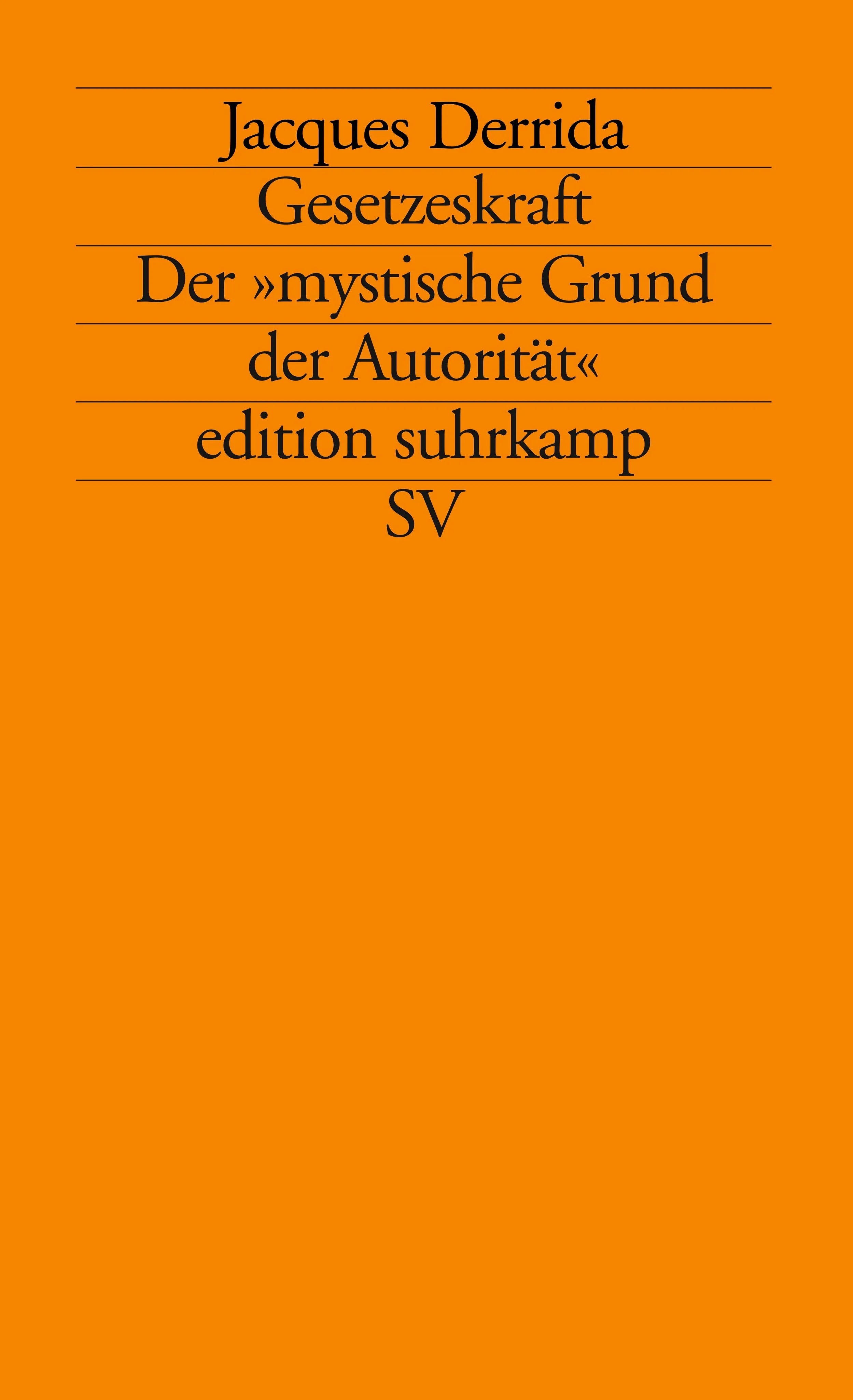Buchcover von 'Gesetzeskraft' - Taschenbuch von Jacques Derrida