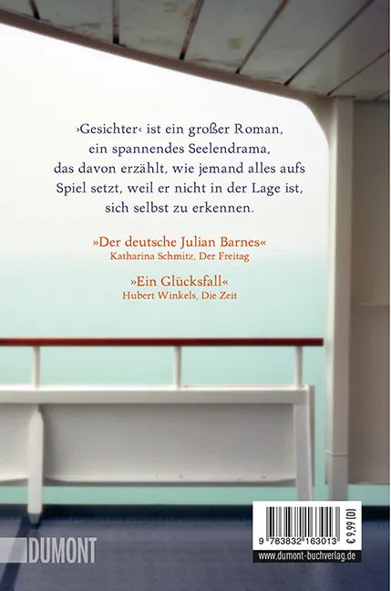 Buchrückseite von 'Gesichter' mit Klappentext - Taschenbuch