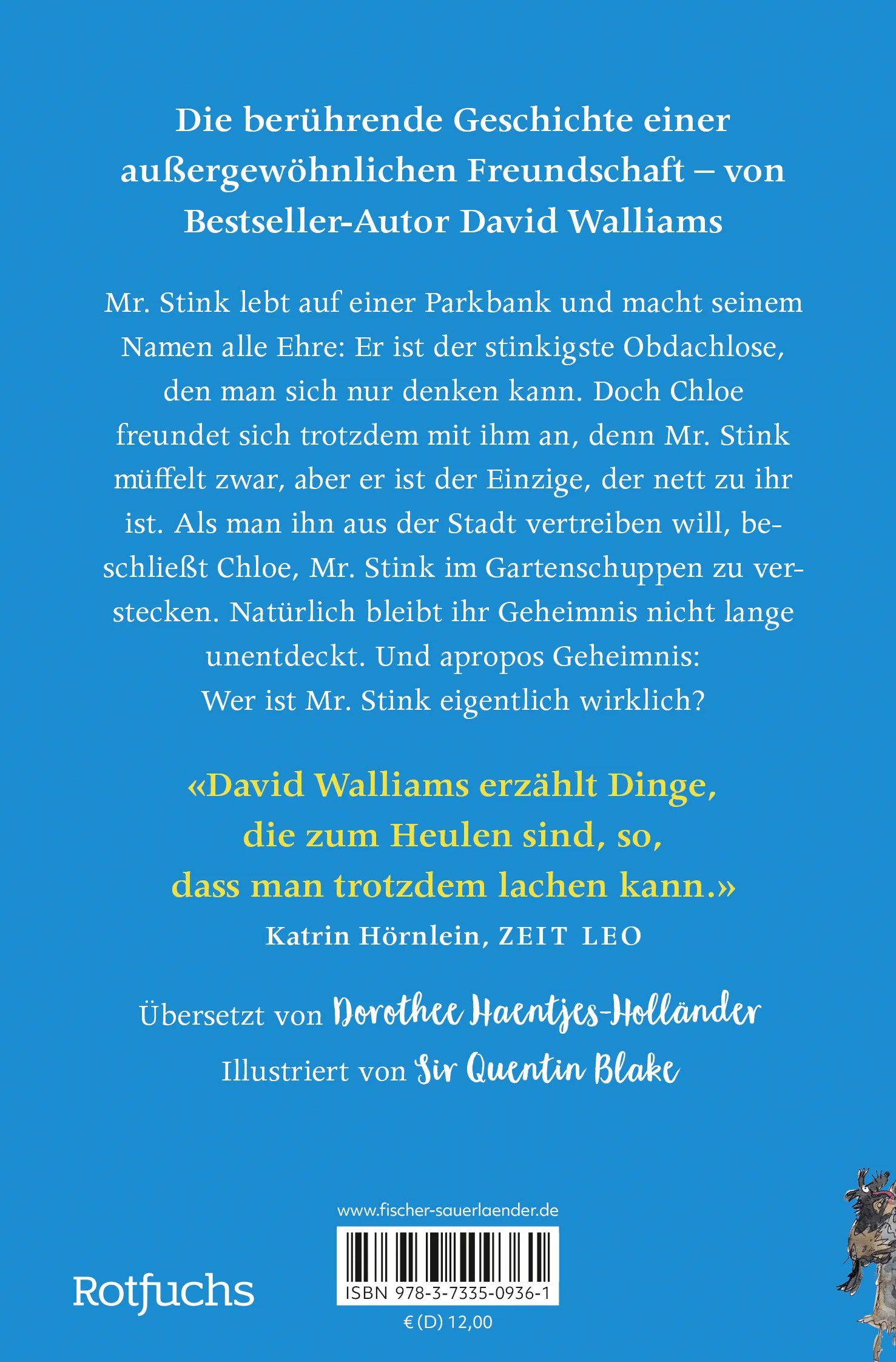 Buchrückseite von 'Gestatten, Mr. Stink' mit Klappentext - Taschenbuch