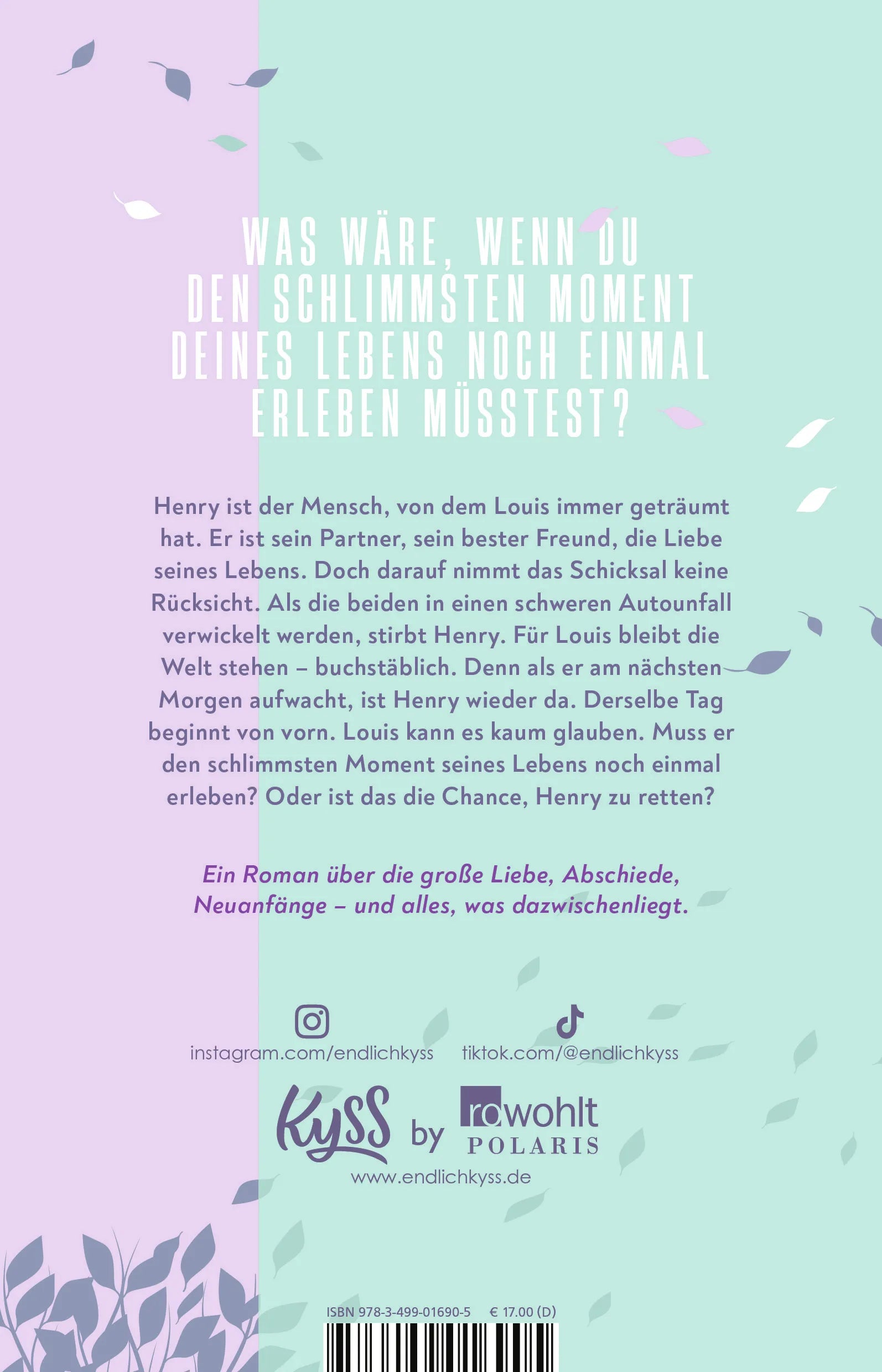 Buchrückseite von 'Gestern waren wir unendlich' mit Klappentext - Paperback