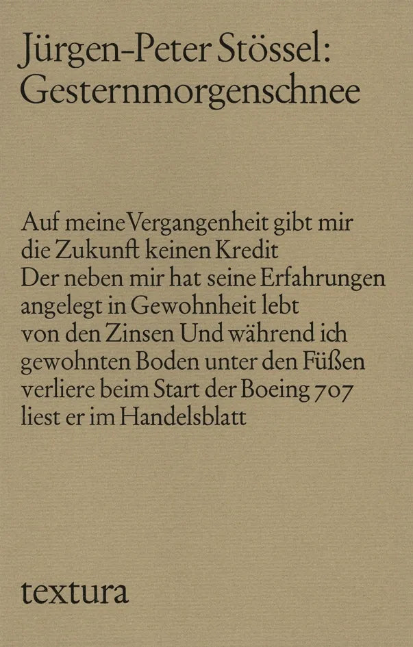 Buchcover von 'Gesternmorgenschnee' - Taschenbuch von Jürgen-Peter Stössel