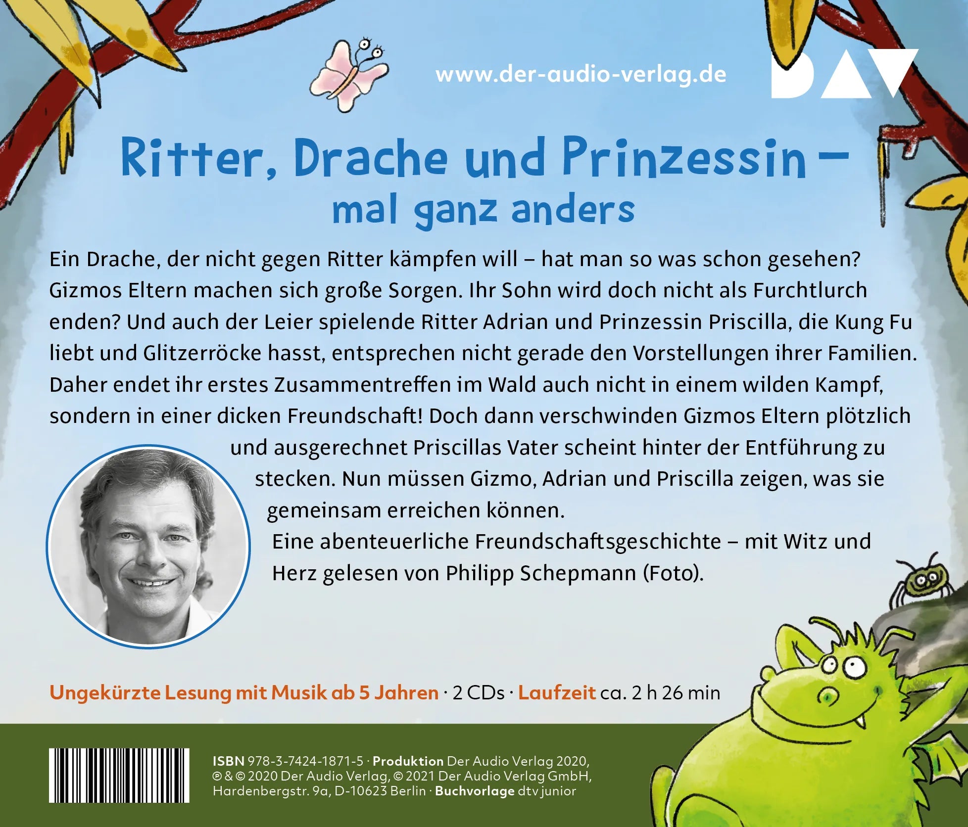 Buchrückseite von 'Gizmo – Auch Drachen brauchen Freunde' mit Klappentext - Hörbuch (CD)
