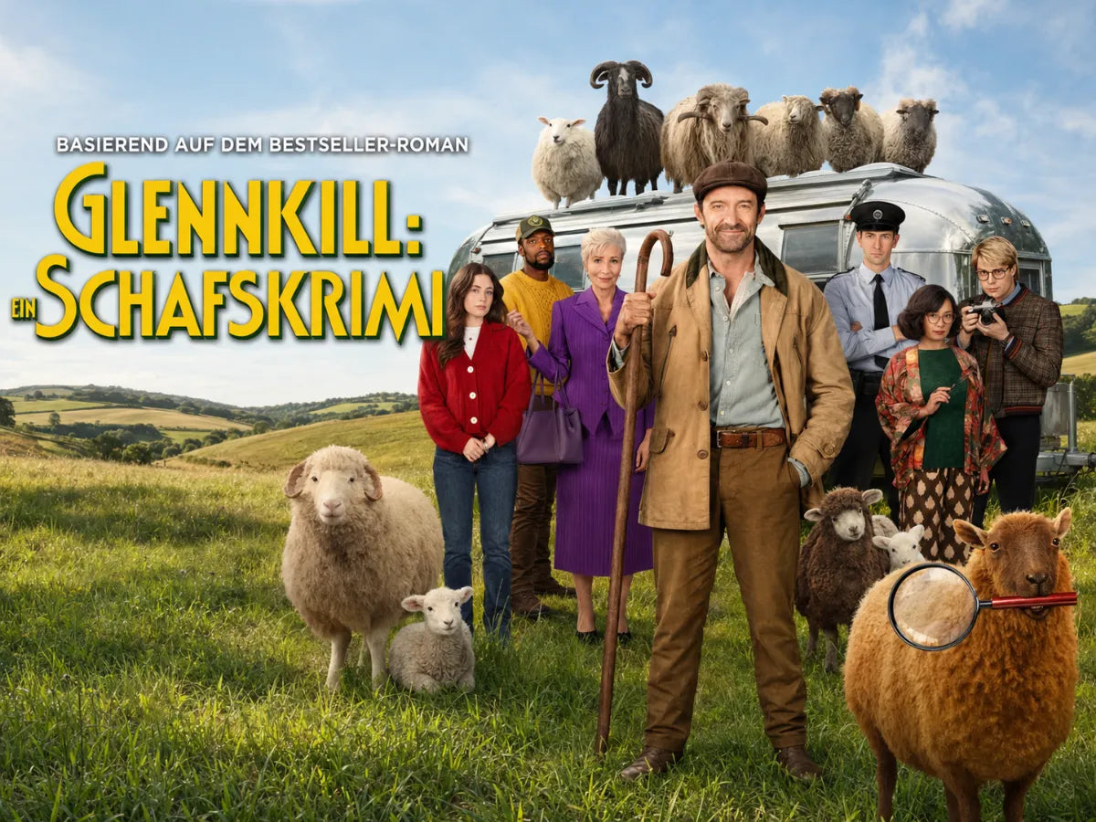 Glennkill: Ein Schafskrimi mit Ermittlern und einer Schafherde auf einer grünen Weide