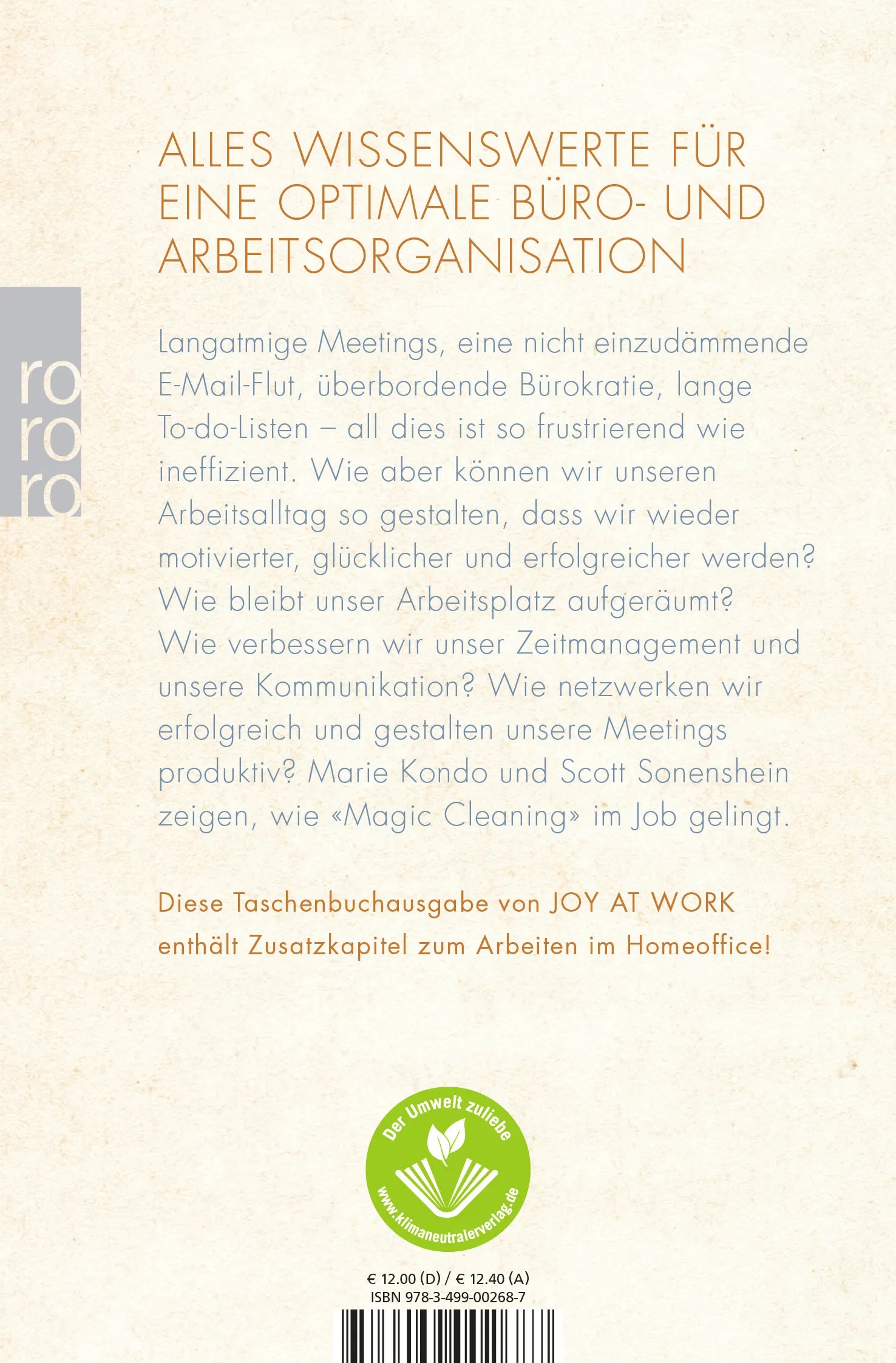Buchrückseite von 'Glücklich im Job, glücklich im Leben' mit Klappentext - Taschenbuch